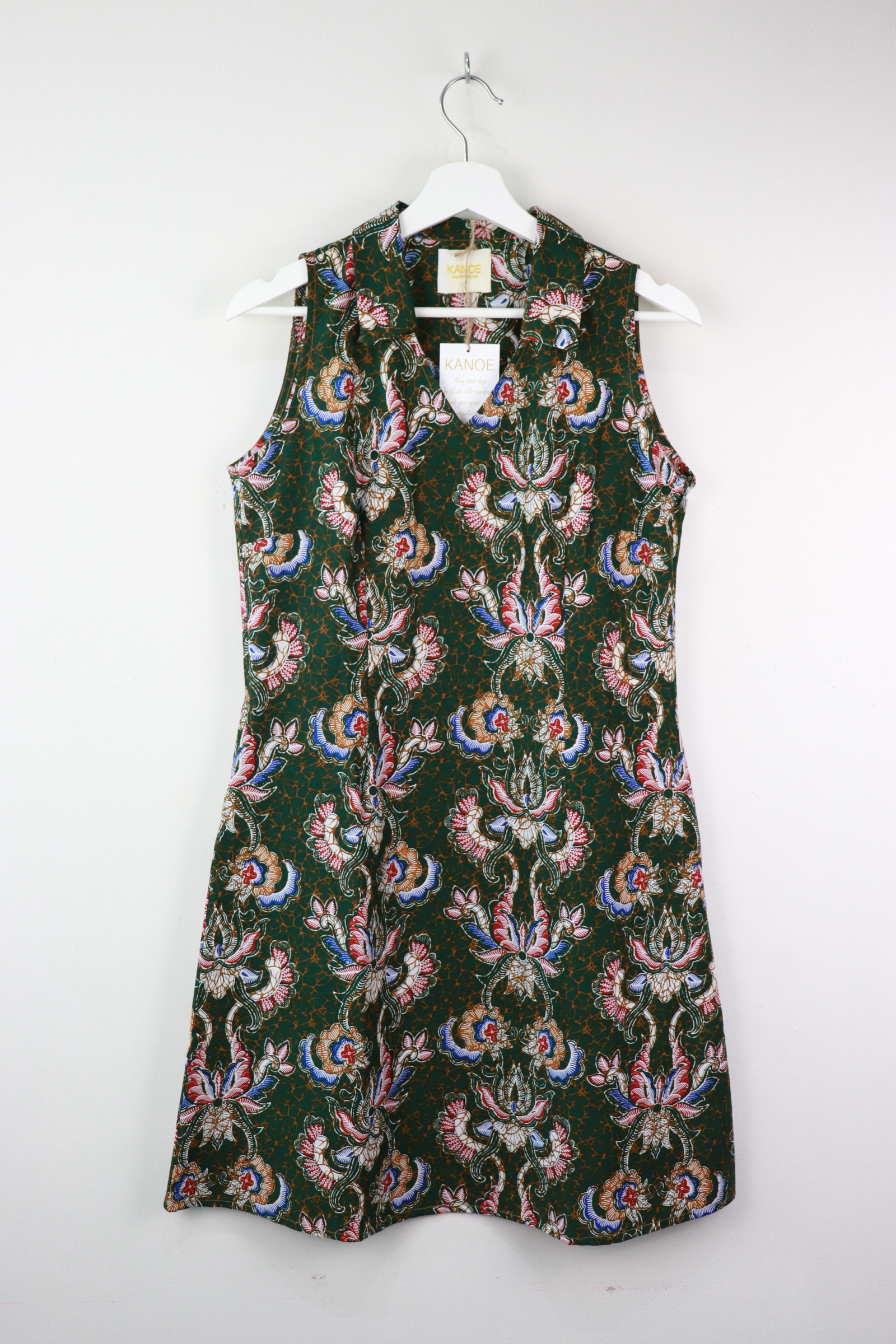 Collared V-neck Batik Dress - Courage