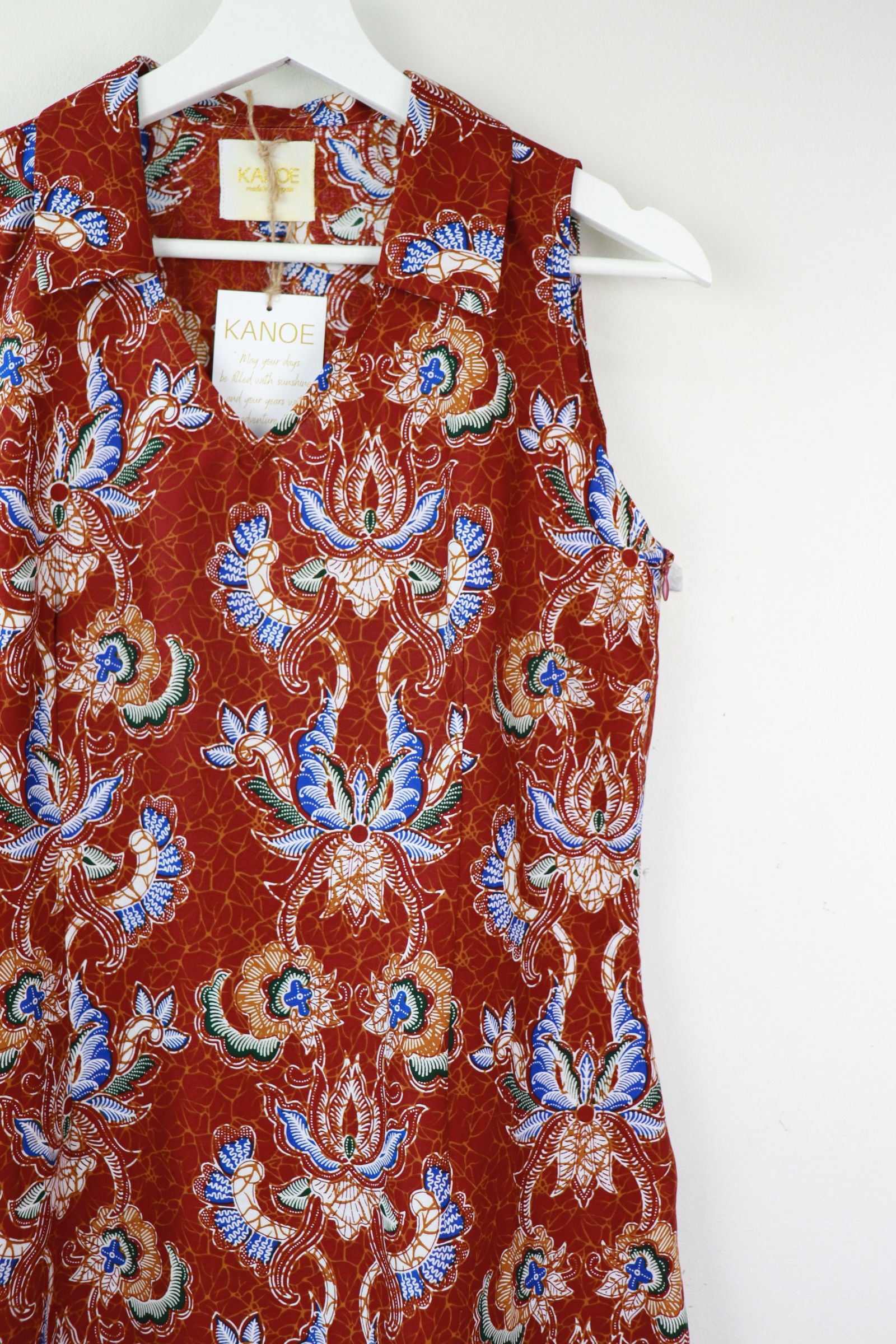 Collared V-neck Batik Dress - Strength
