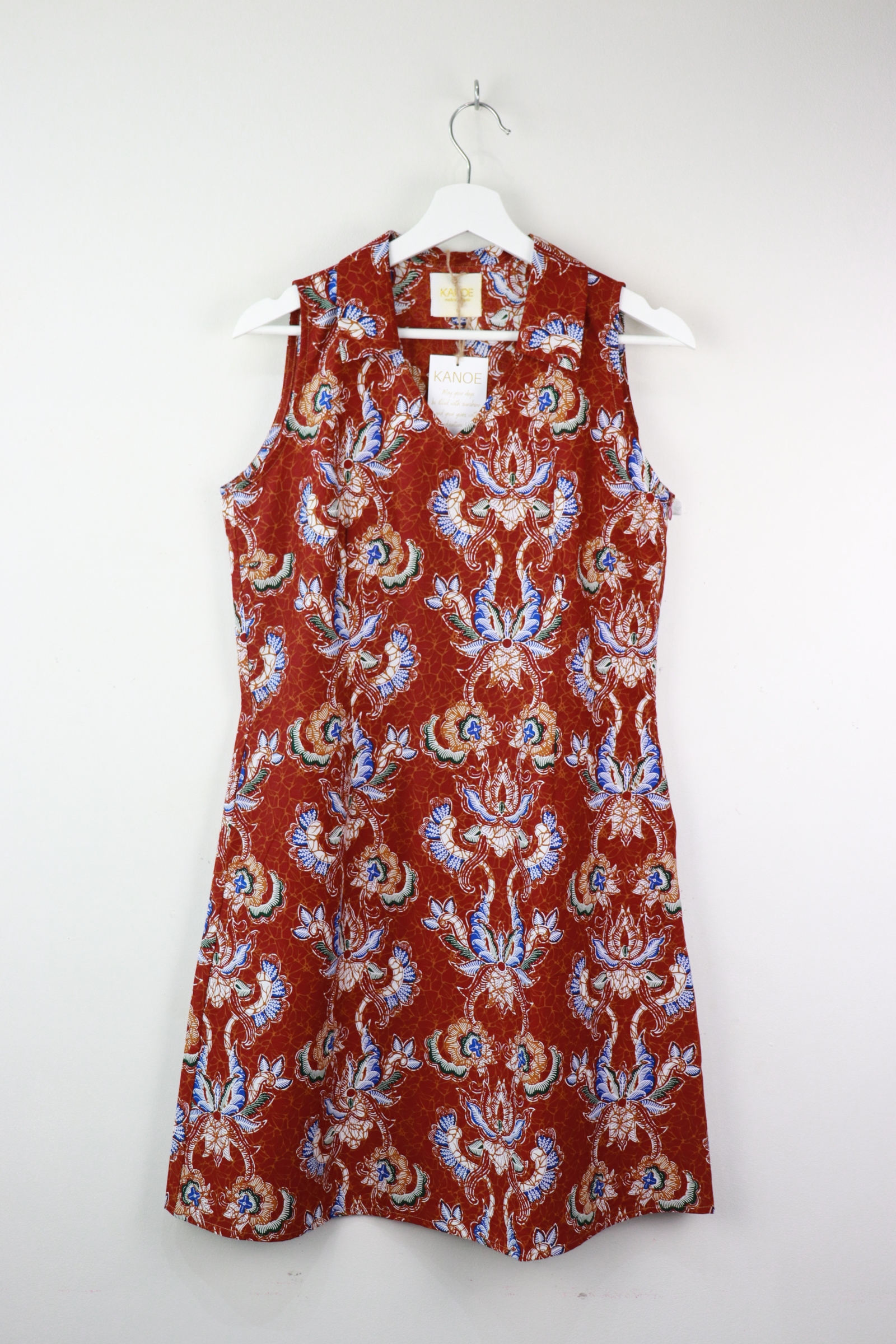Collared V-neck Batik Dress - Strength