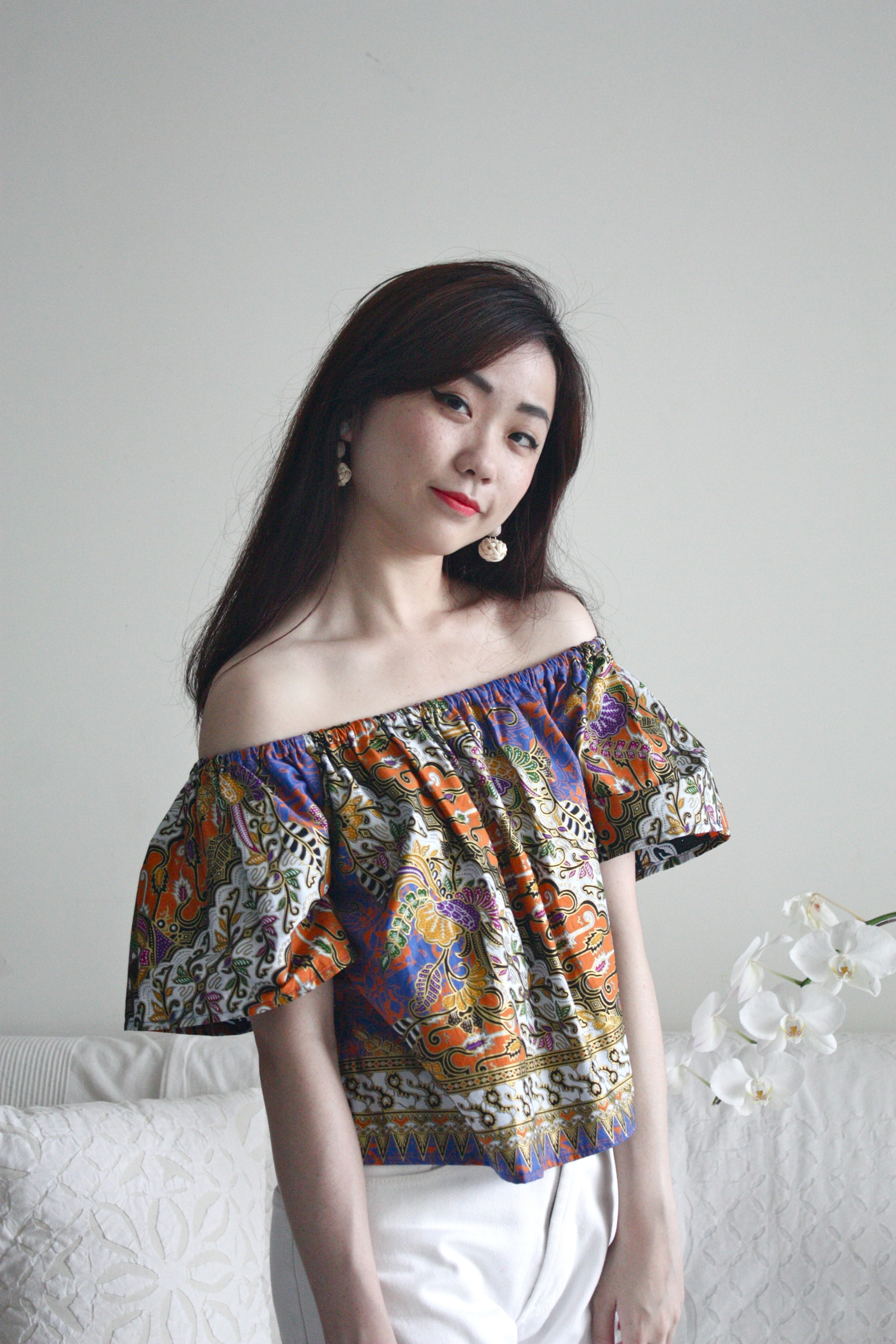 Batik Off Shoulder Top - Ocean Lover