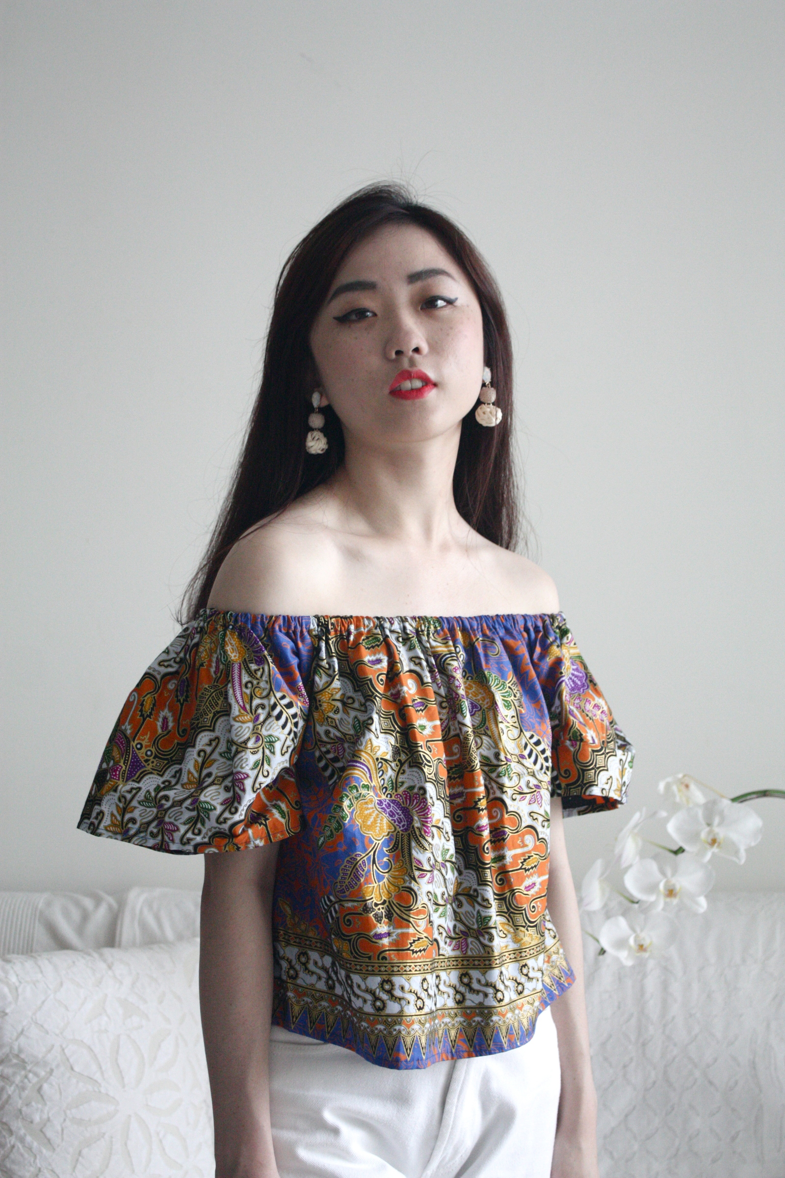Batik Off Shoulder Top - Ocean Lover
