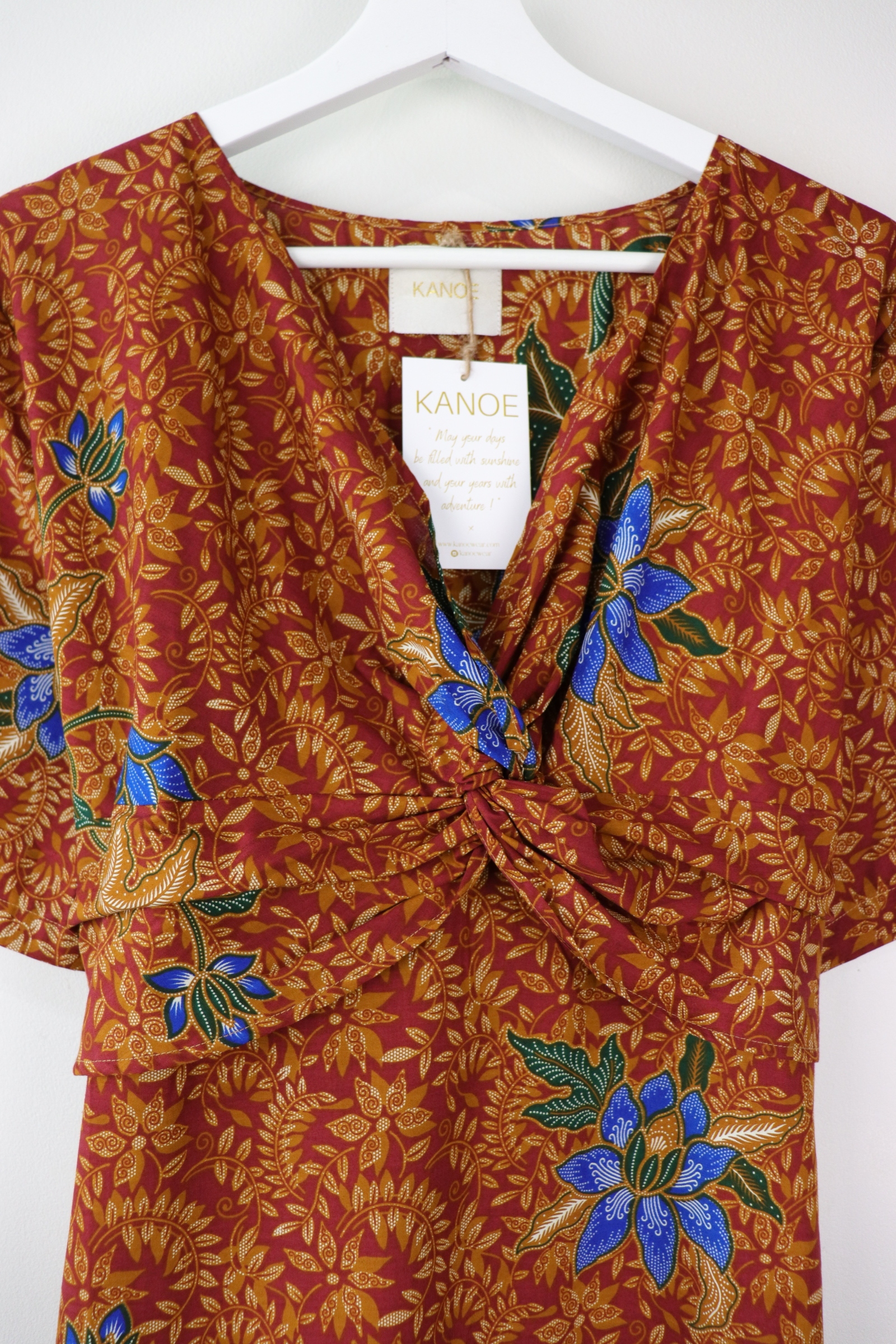 Twisted Front Dress - Fiery Flames