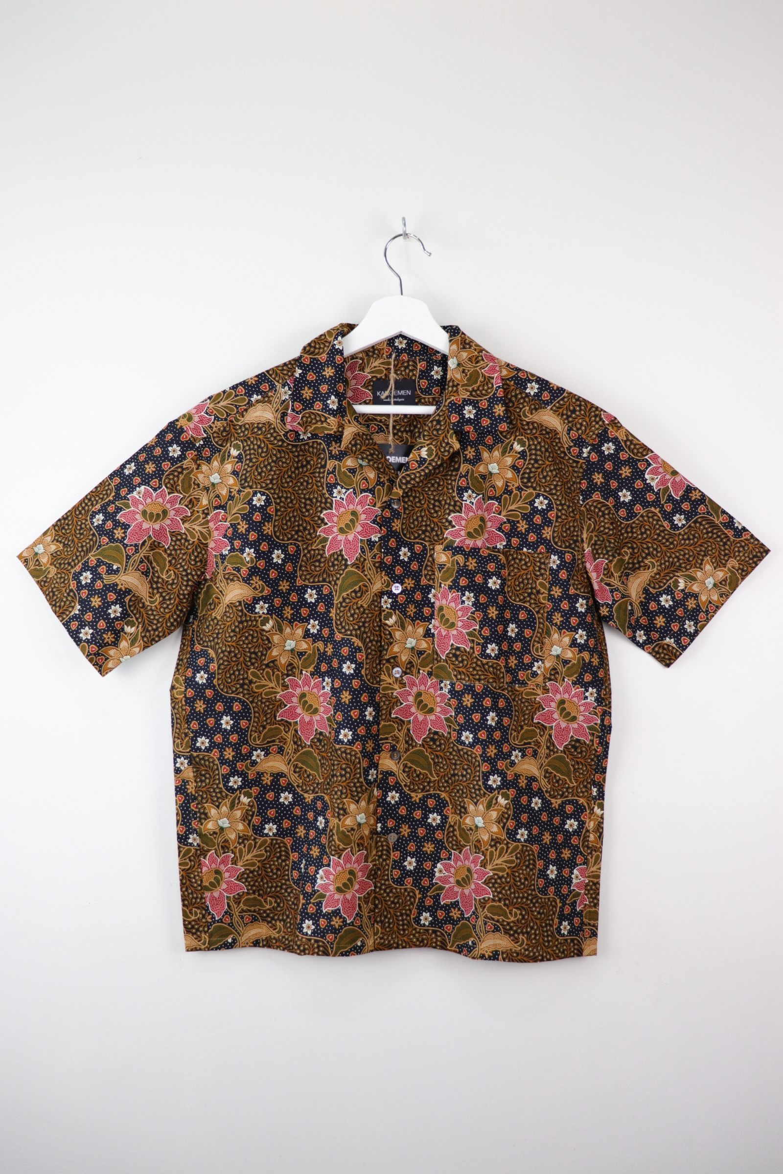 Mens Open Collar Shirt - Malaya (Black) (S)