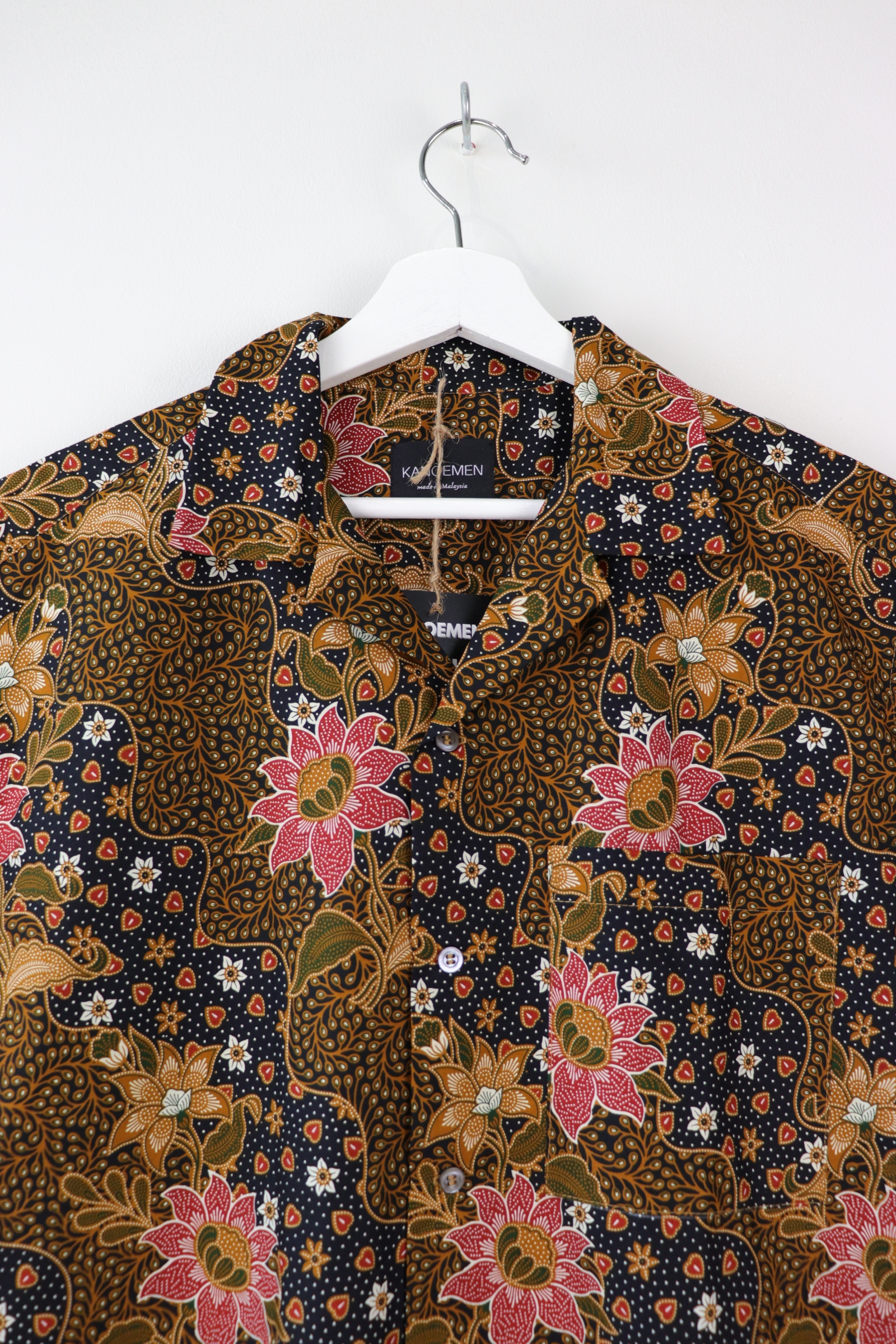Mens Open Collar Shirt - Malaya (Black) (S)