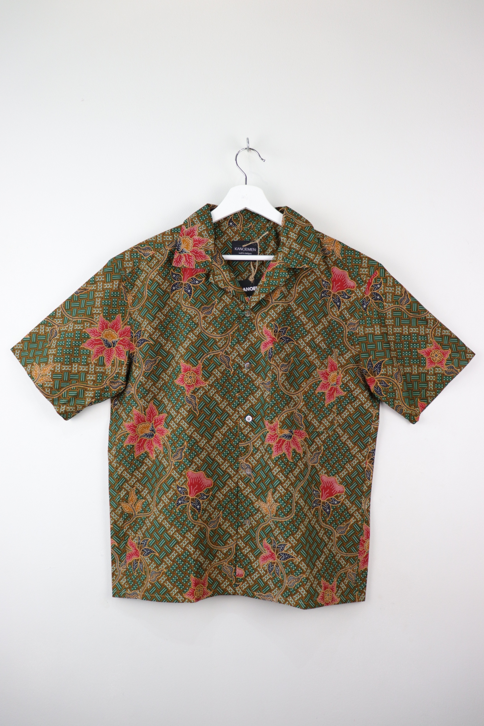 Mens Open Collar Shirt - Weave (Green)
