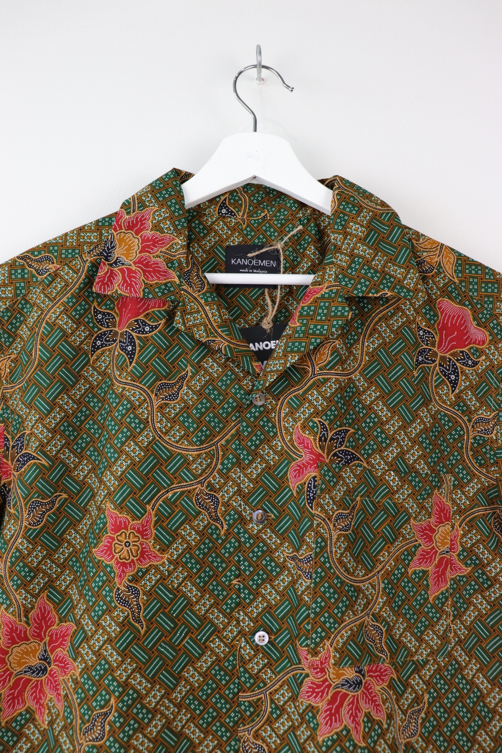 Mens Open Collar Shirt - Weave (Green)