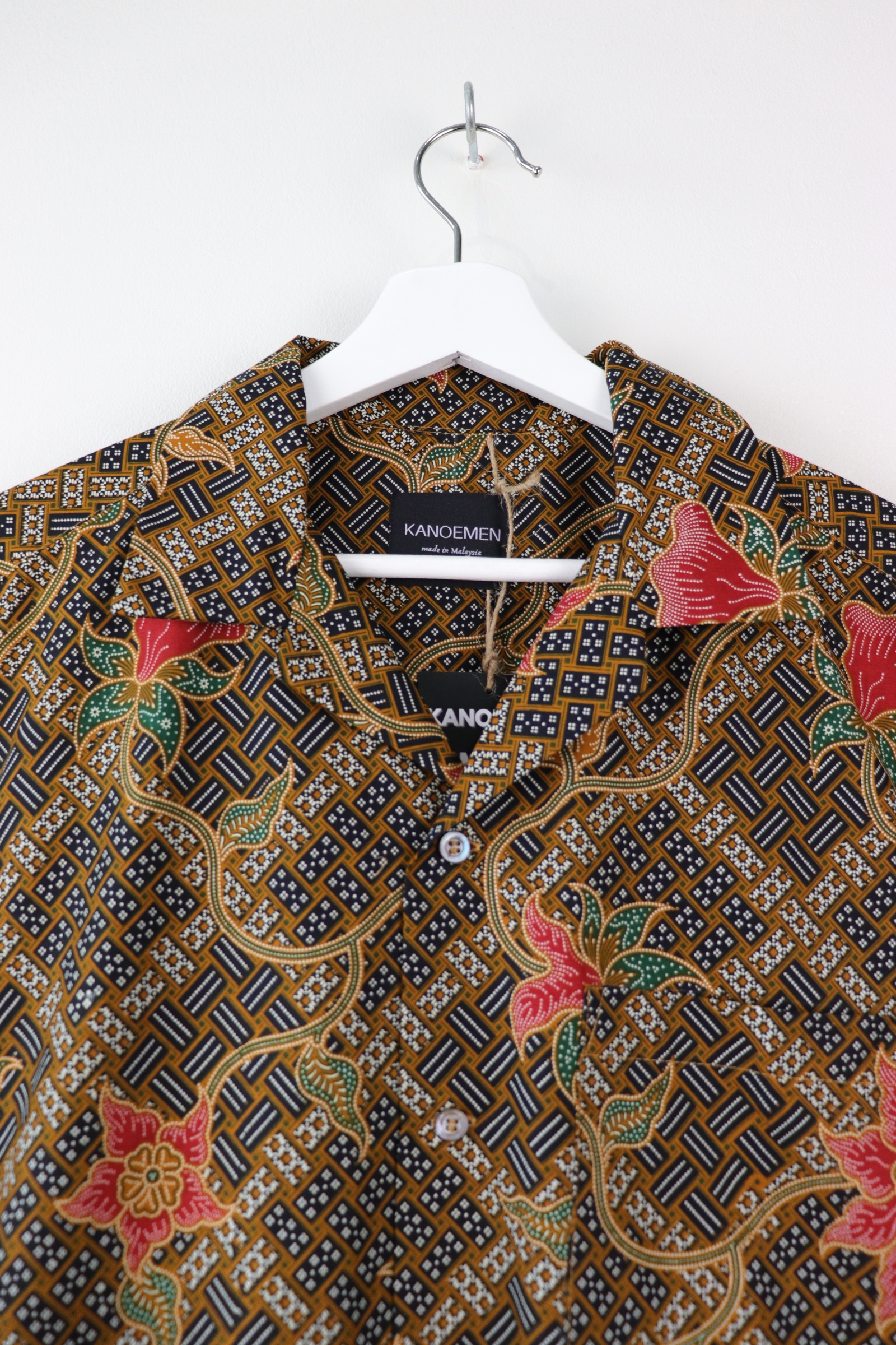 Mens Open Collar Shirt - Weave (Black)