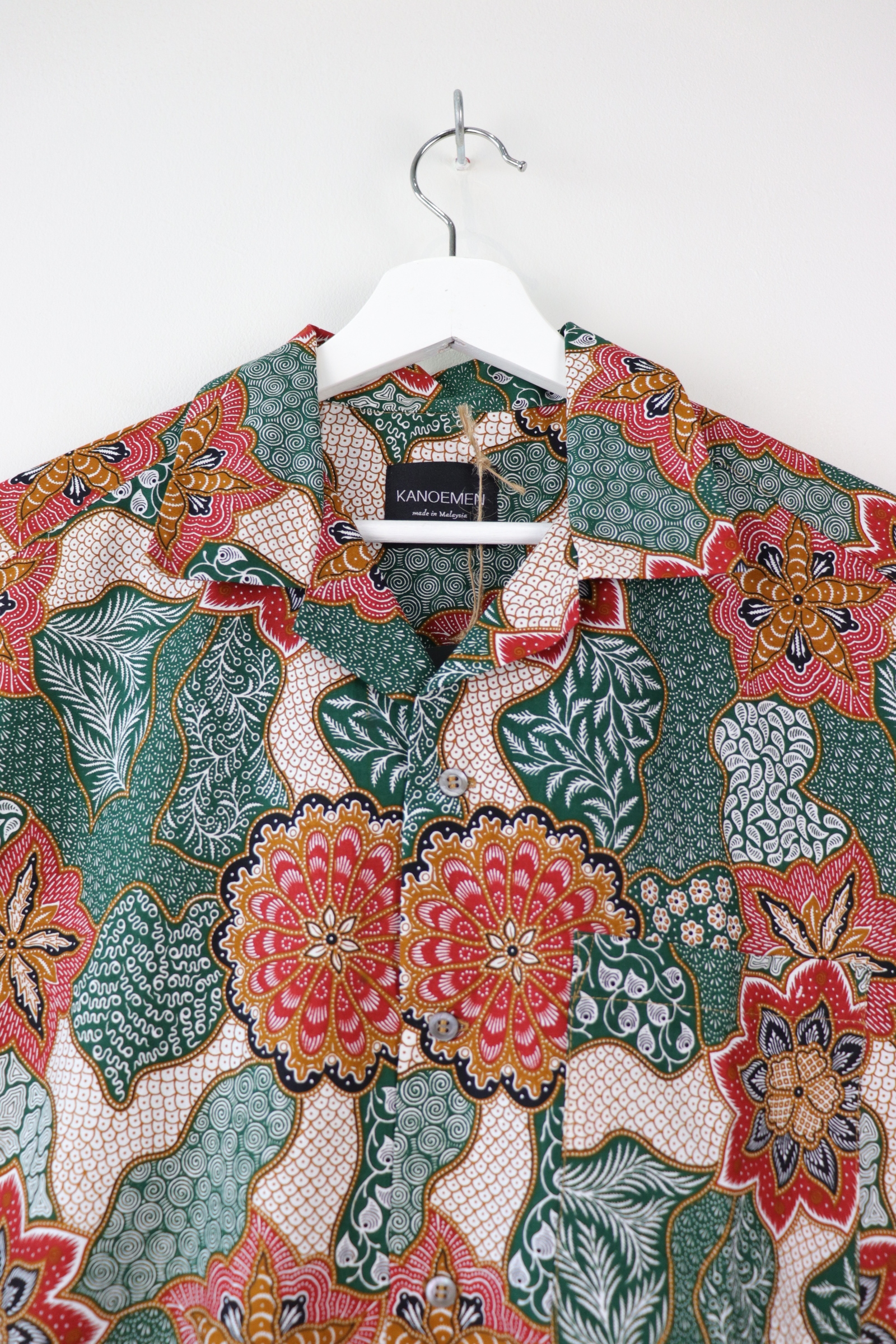 Mens Open Collar Shirt - Coral (Green) (S)