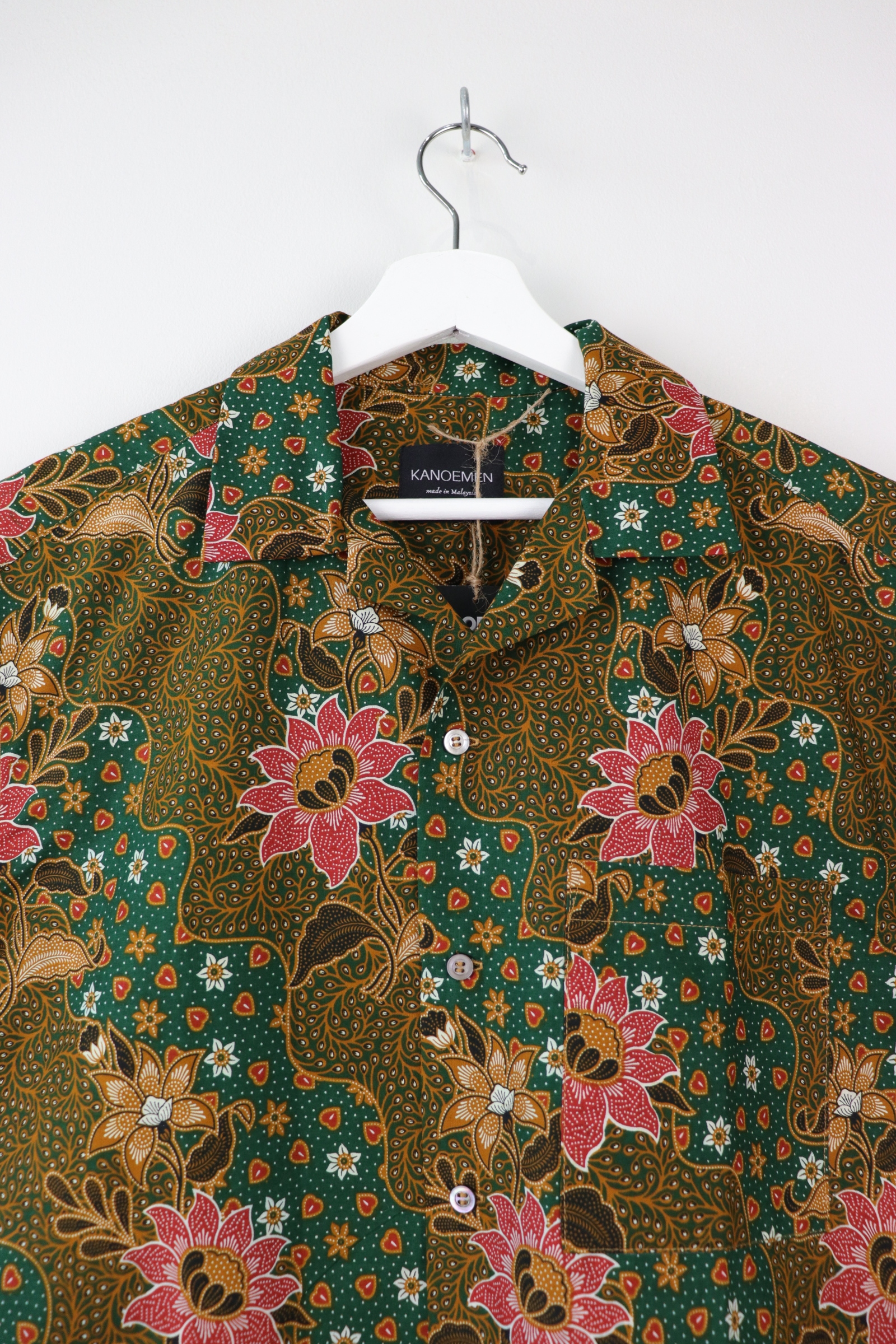 Mens Open Collar Shirt - Malaya (Green) (S)