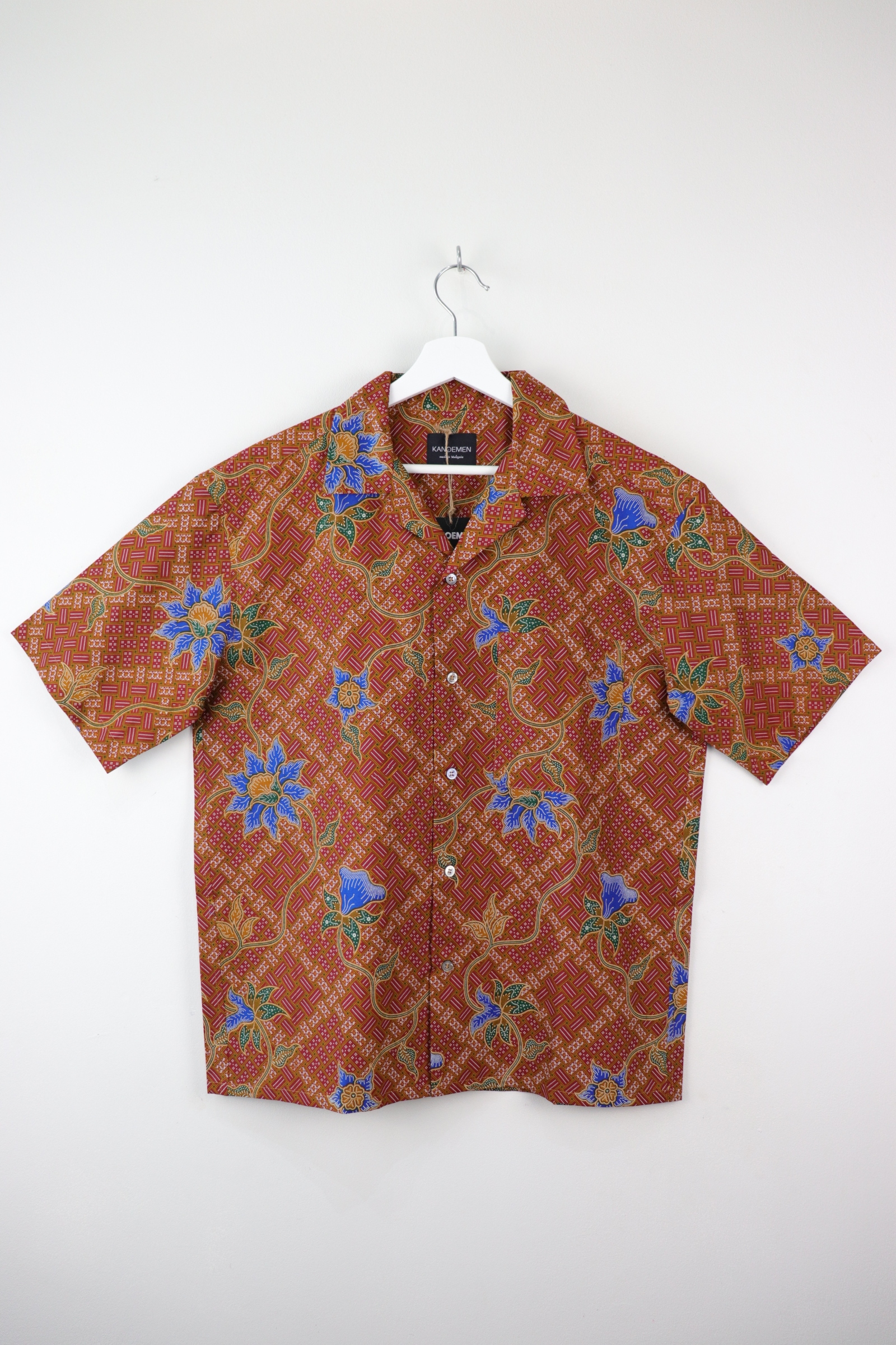 Mens Open Collar Shirt - Weave (Red)