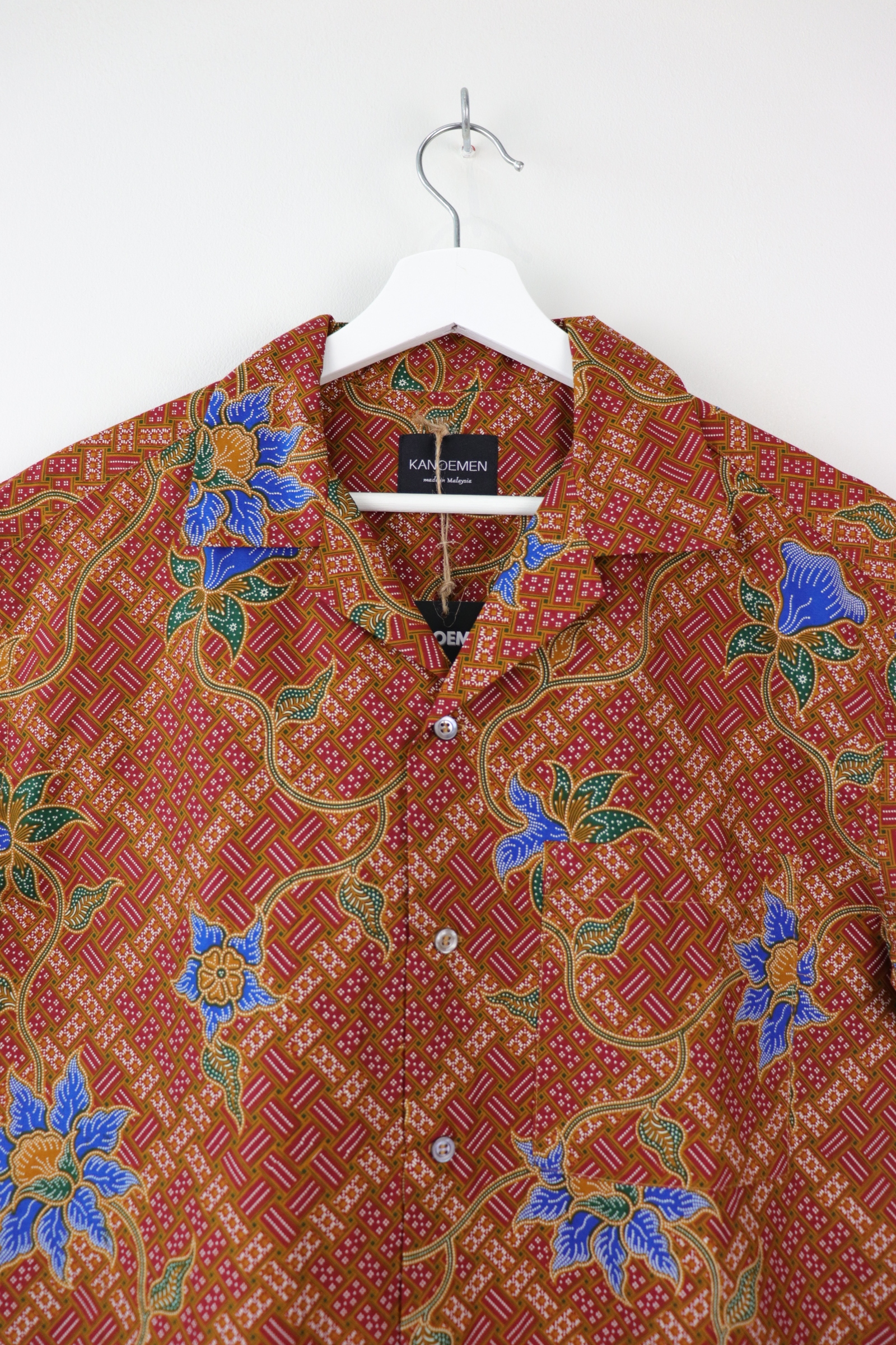 Mens Open Collar Shirt - Weave (Red)