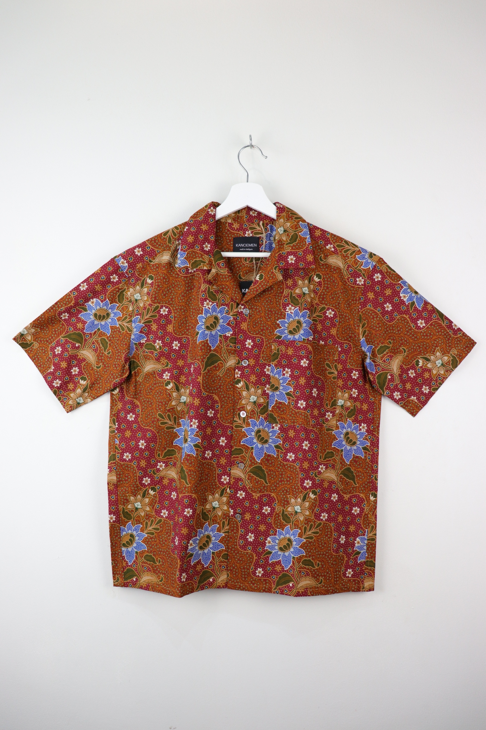 Mens Open Collar Shirt - Malaya (Red) (S)