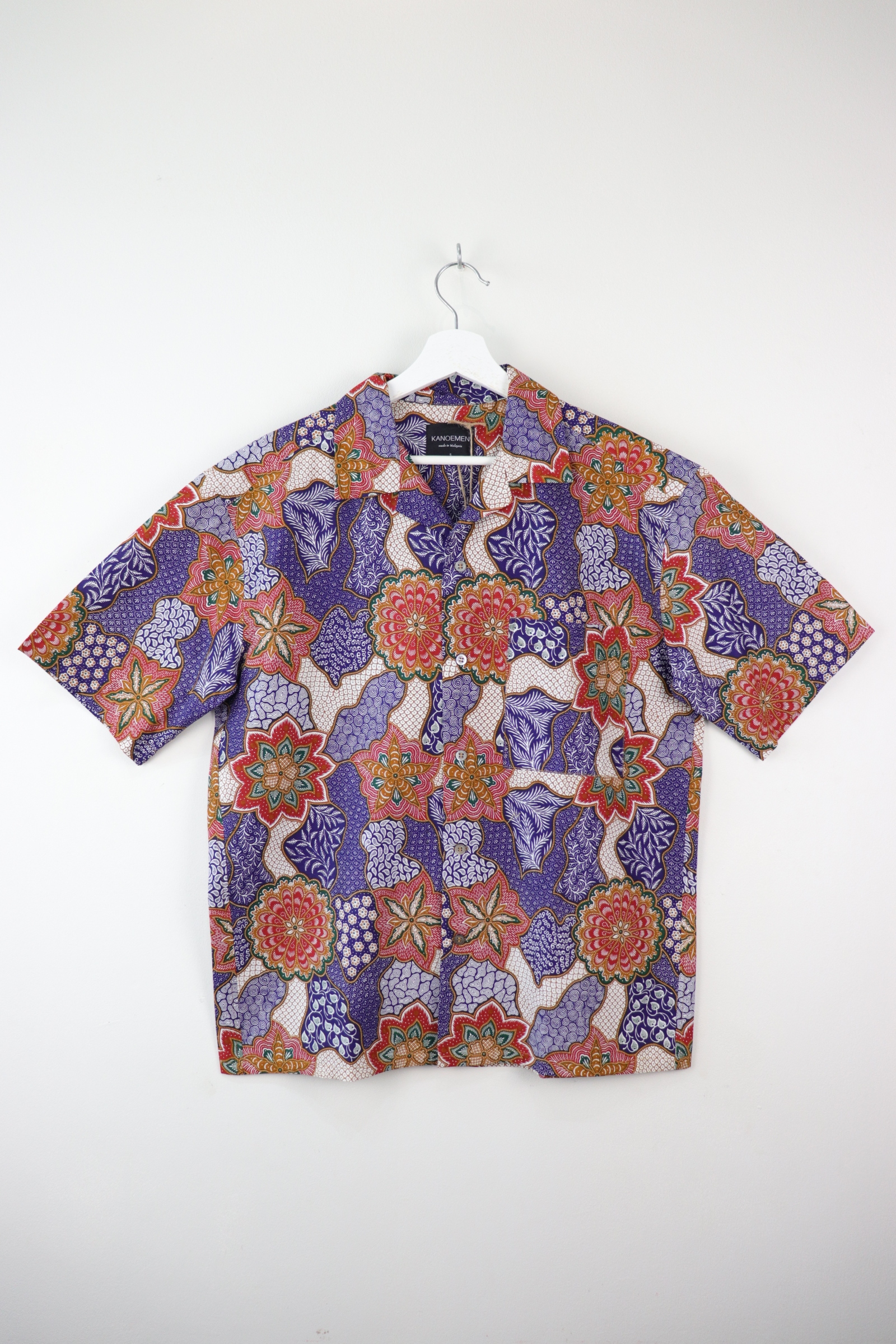 Mens Open Collar Shirt - Coral (Blue) (S)