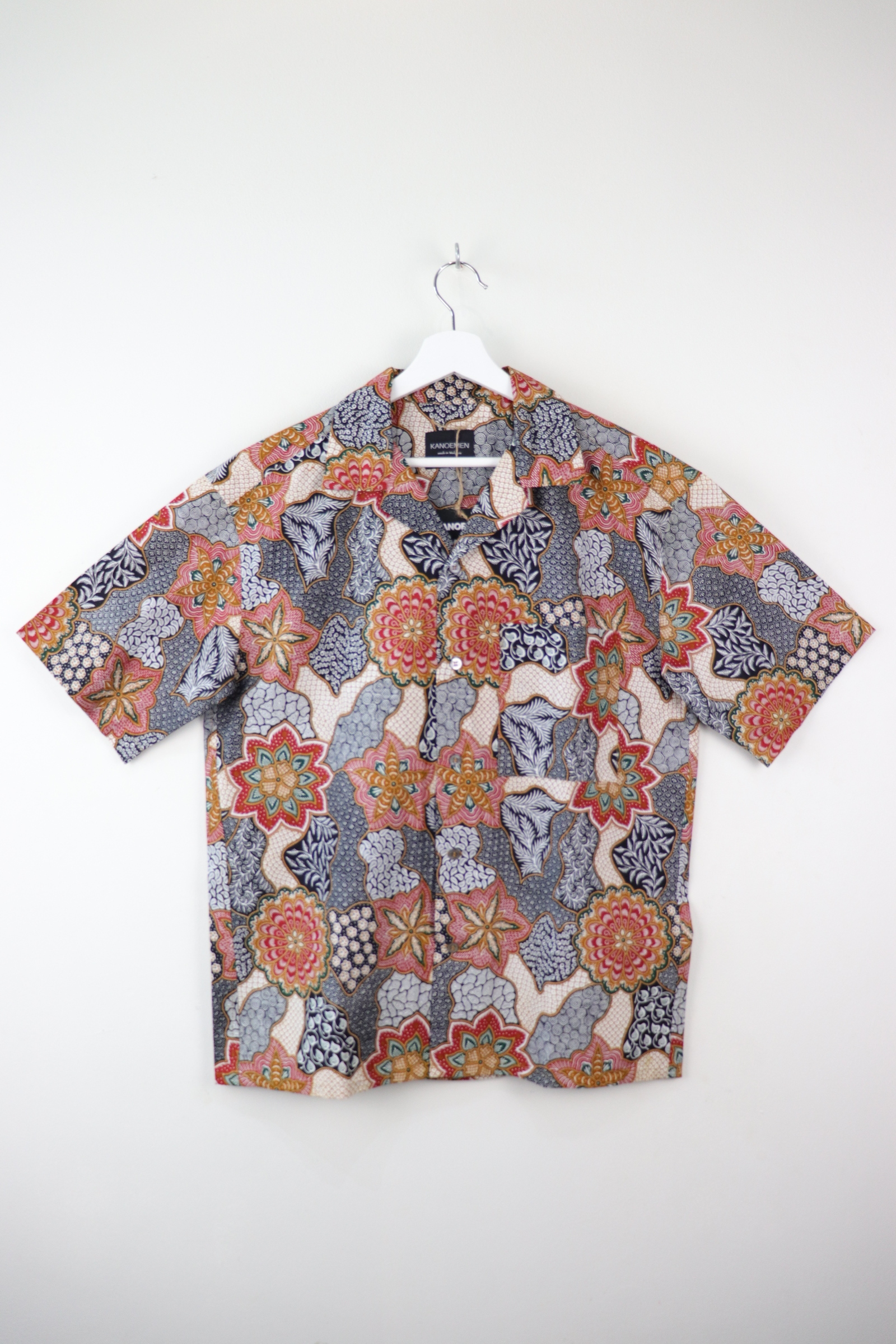 Mens Open Collar Shirt - Coral (Black) (S)