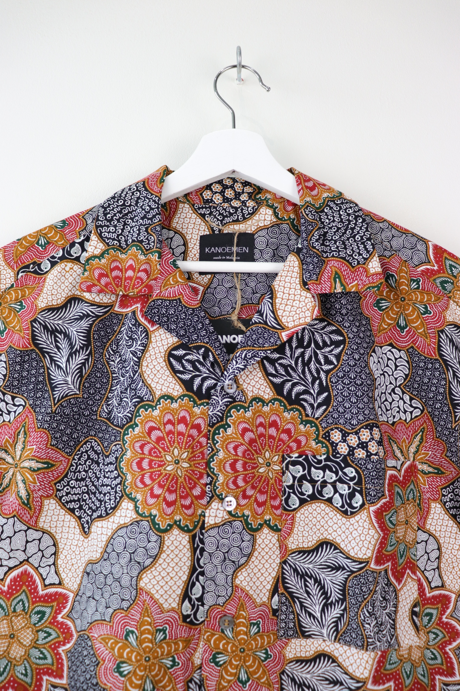 Mens Open Collar Shirt - Coral (Black) (S)