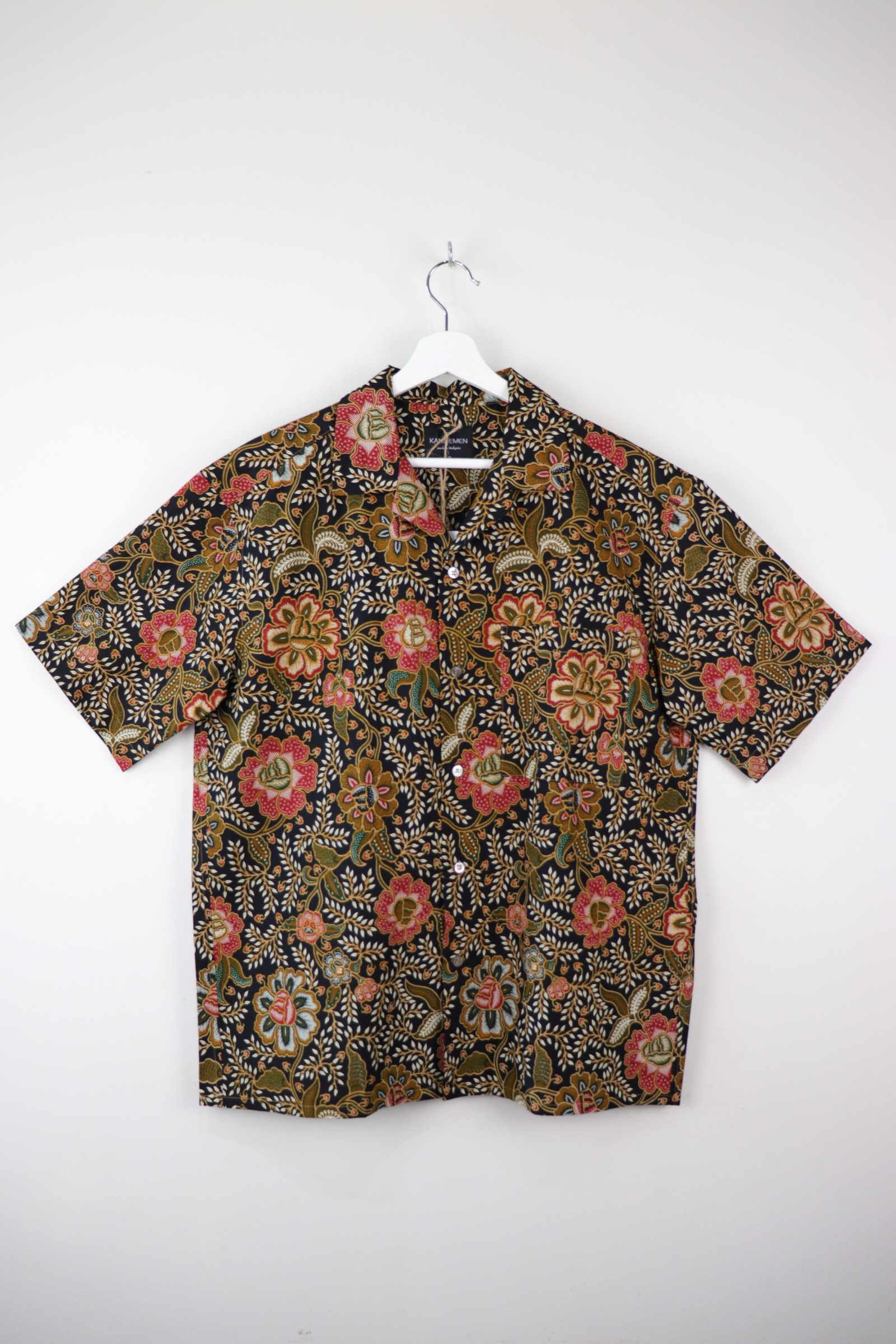 Mens Open Collar Shirt - Raffelsia (Black) (M)