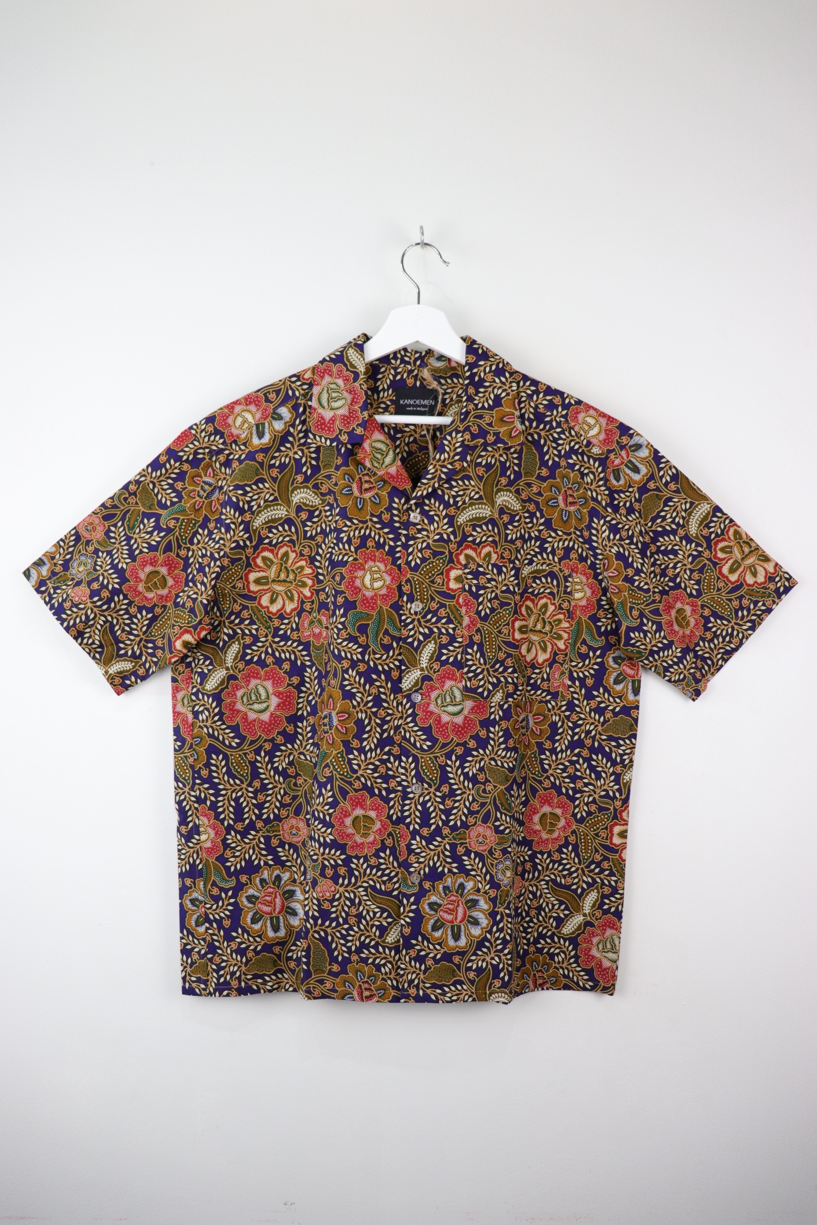 Mens Open Collar Shirt - Raffelsia (Blue) (M)