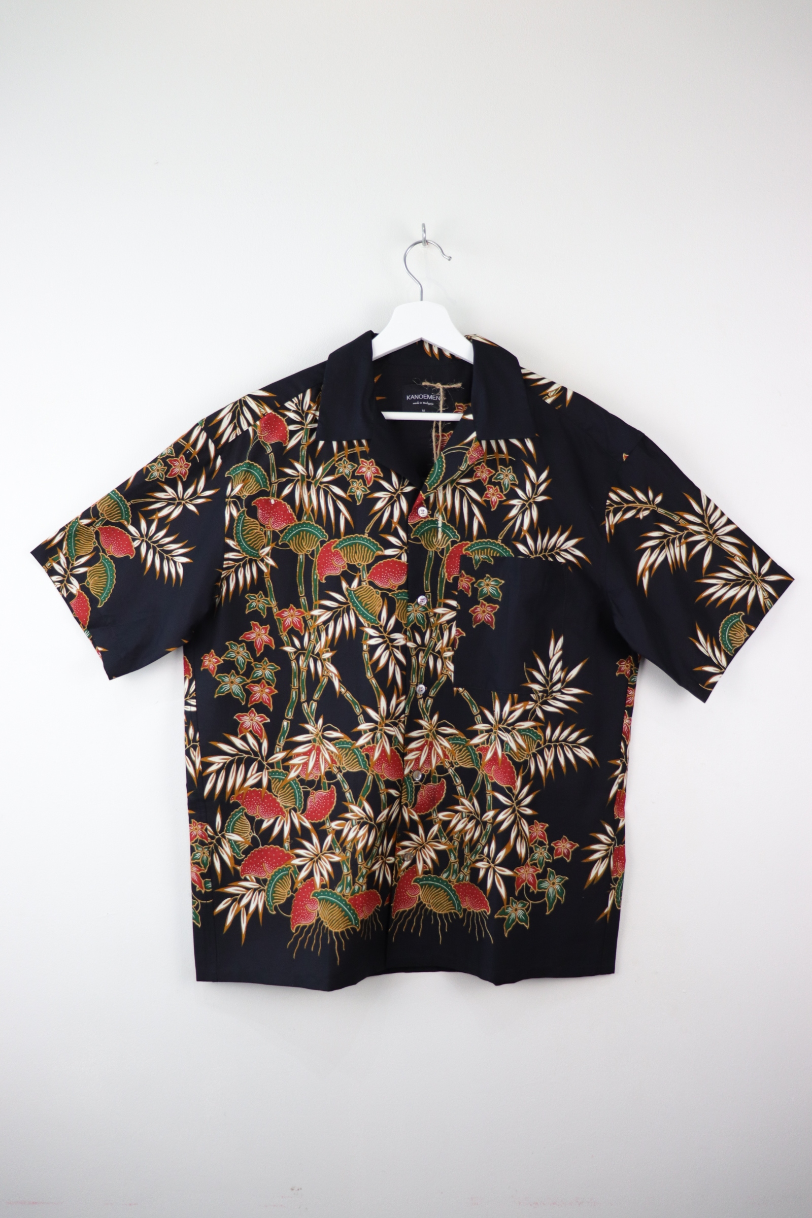 Mens Open Collar Shirt - Tropicana (Black)