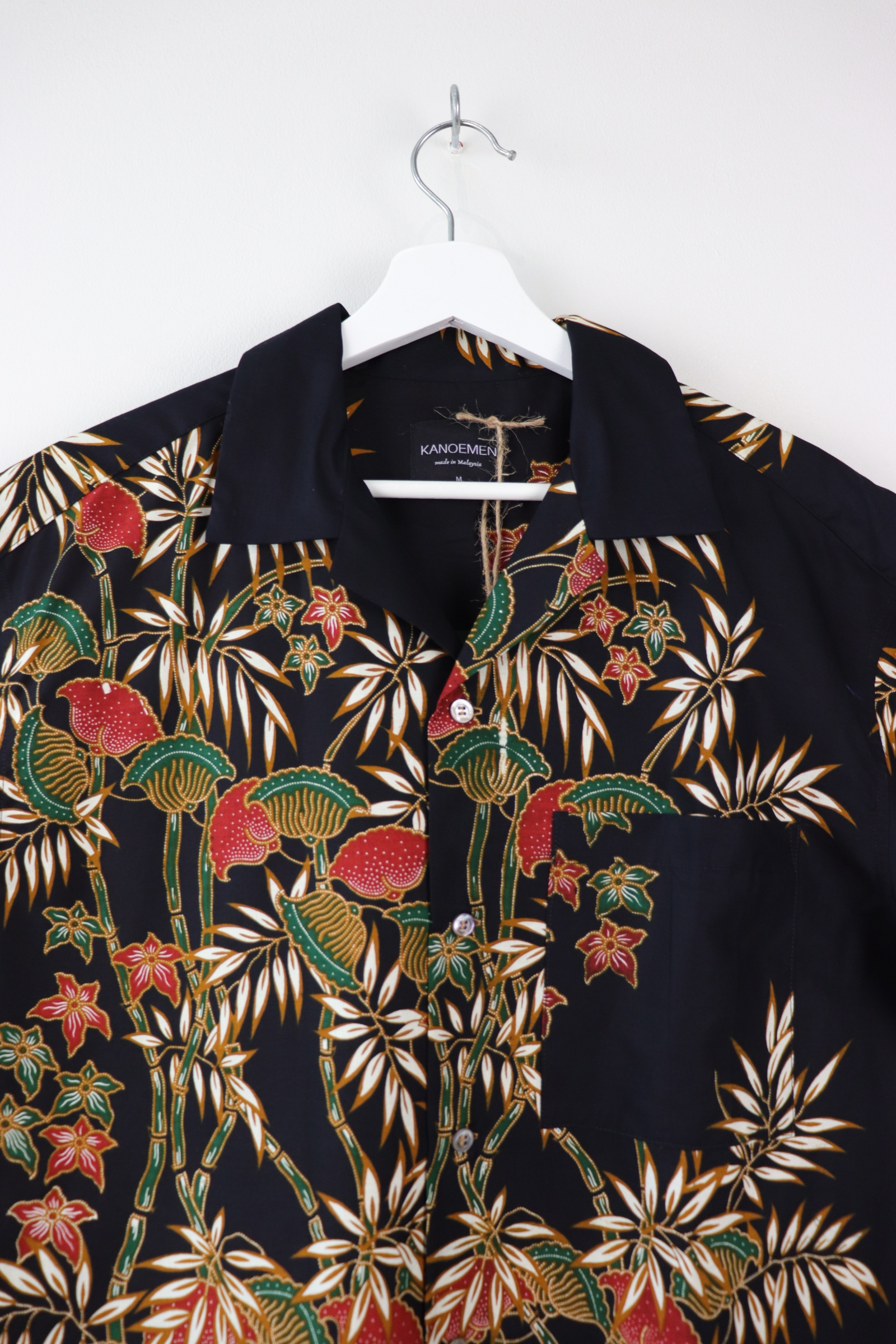 Mens Open Collar Shirt - Tropicana (Black)