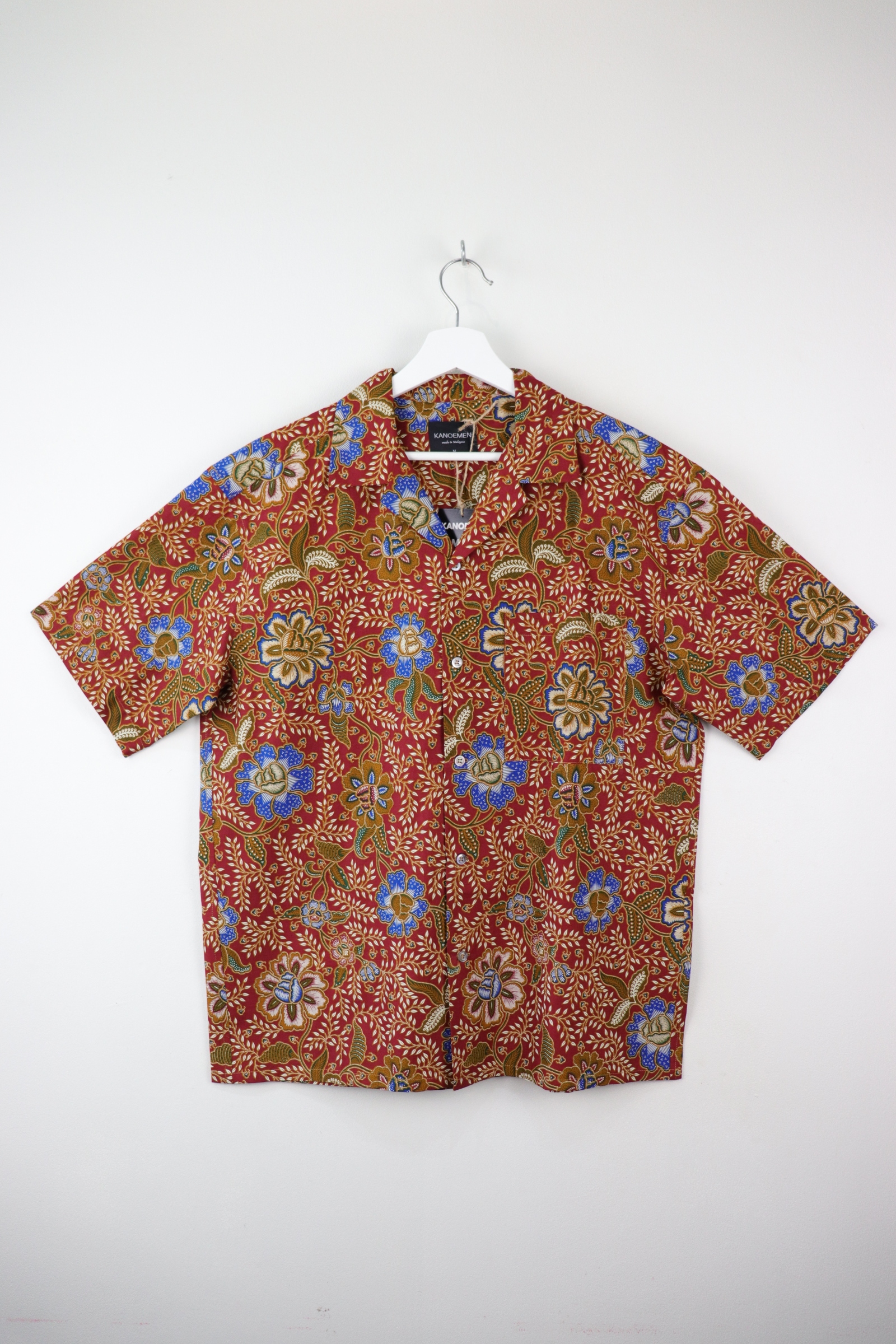 Mens Open Collar Shirt - Raffelsia (Red) (M)