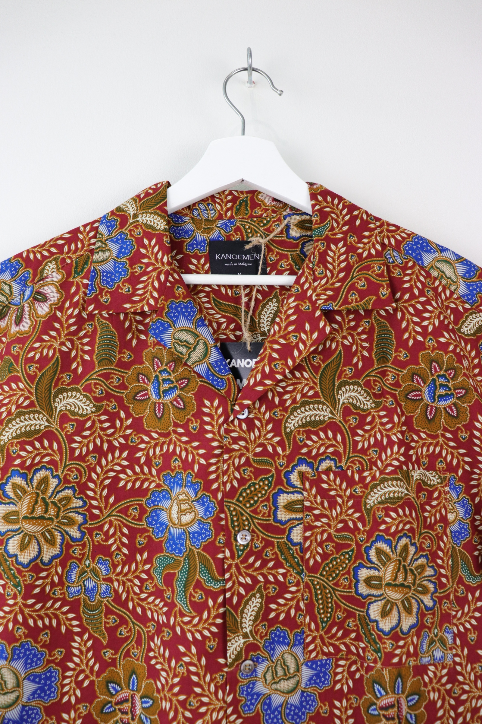 Mens Open Collar Shirt - Raffelsia (Red) (M)