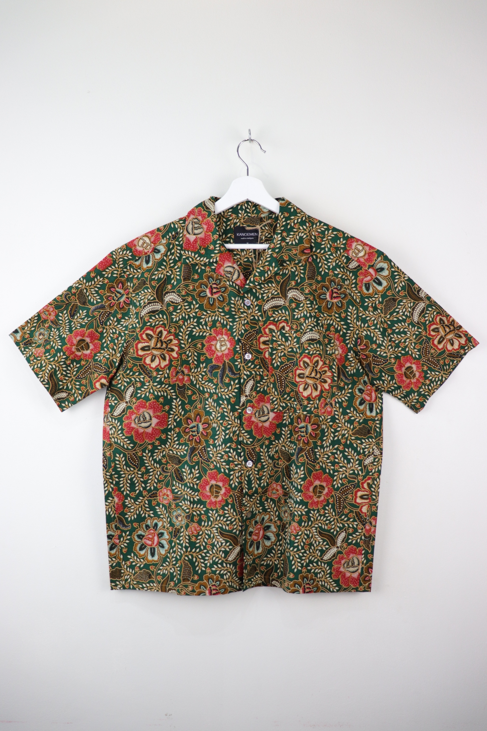 Mens Open Collar Shirt - Raffelsia (Green) (M)