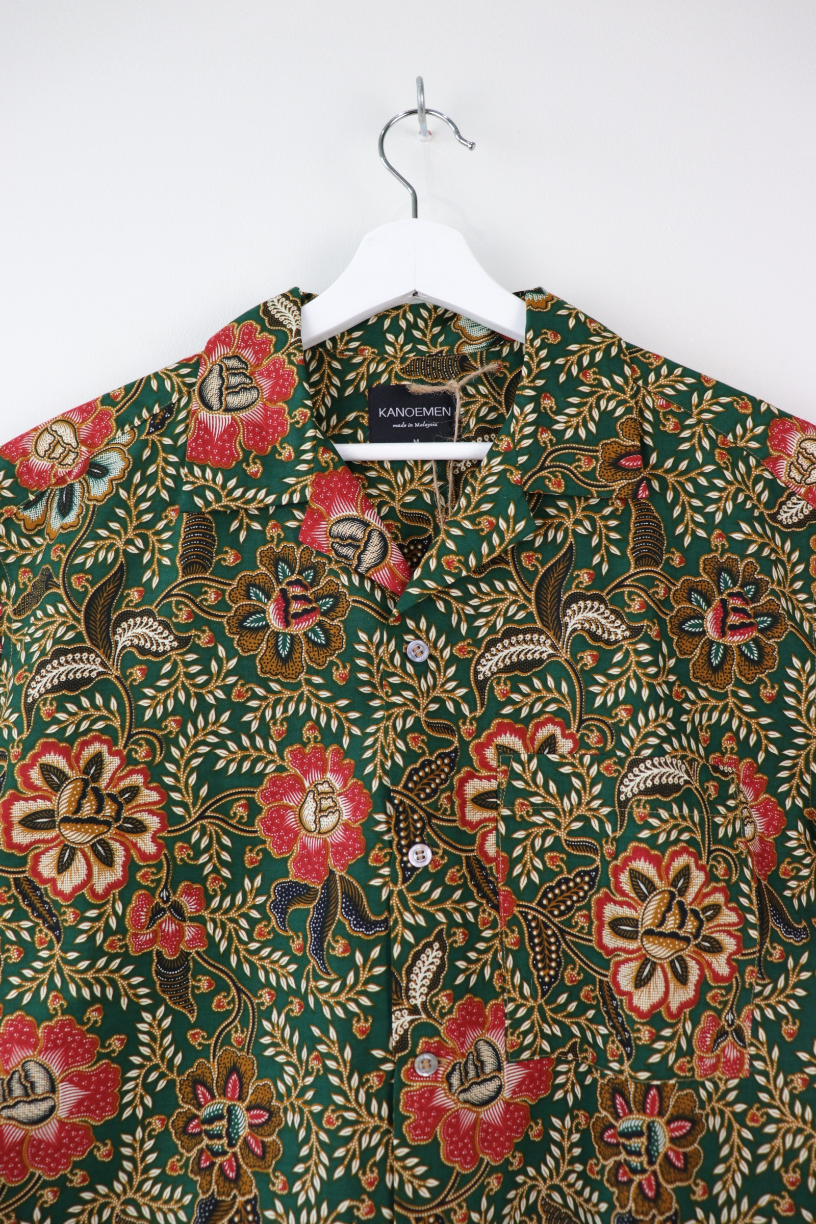 Mens Open Collar Shirt - Raffelsia (Green) (M)