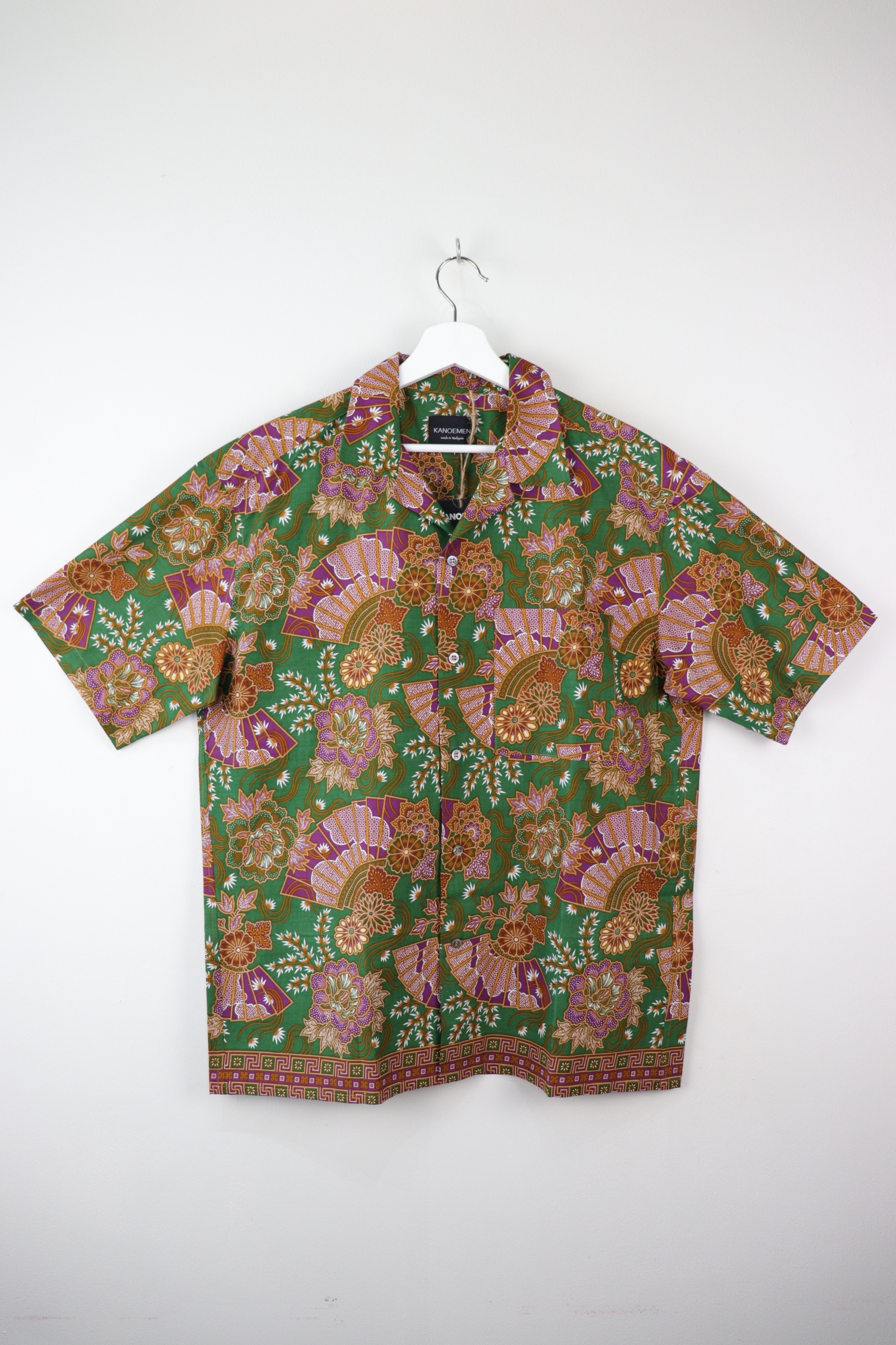 Mens Open Collar Shirt - Nihon (Green) (L)