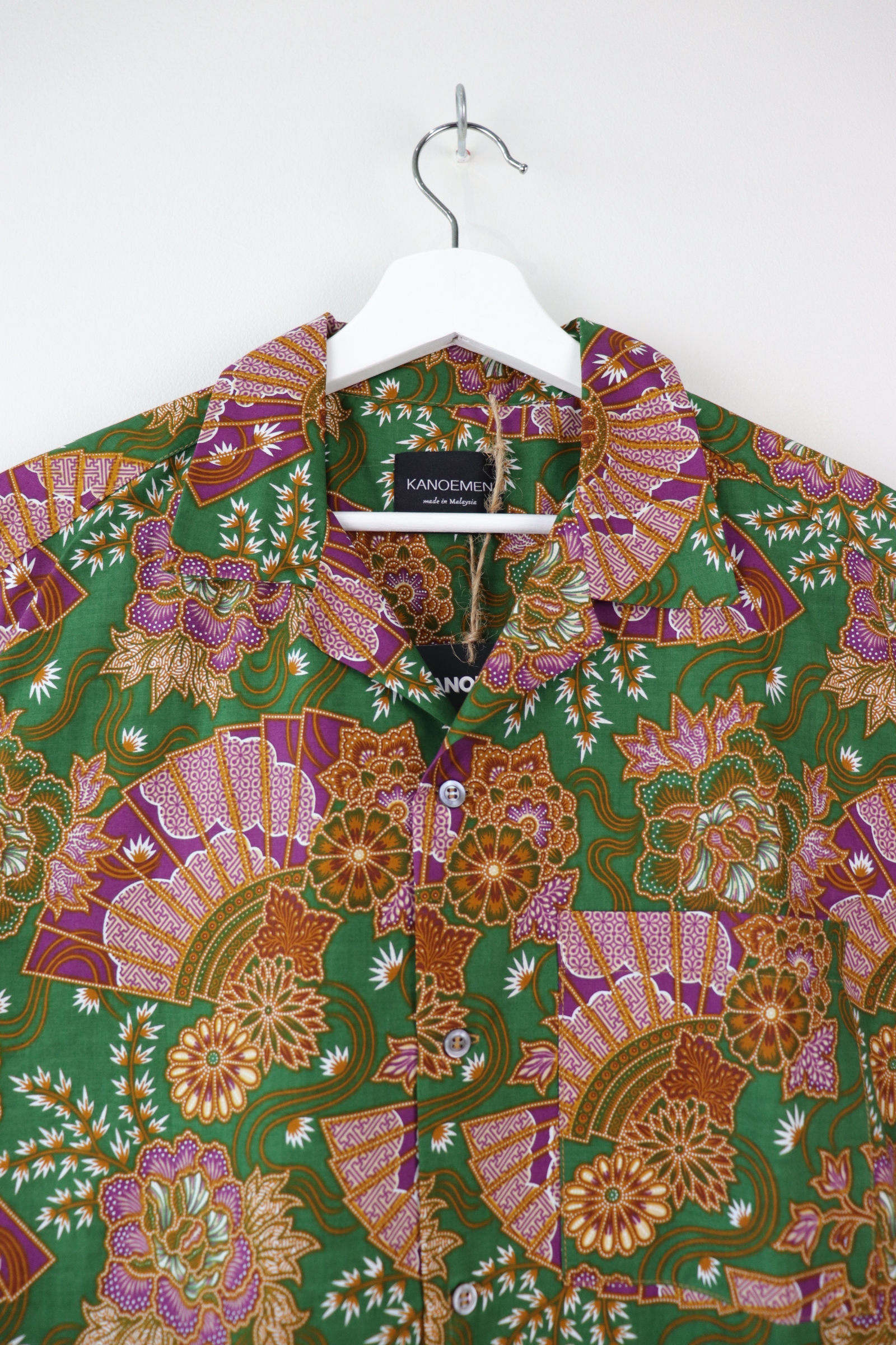 Mens Open Collar Shirt - Nihon (Green) (L)