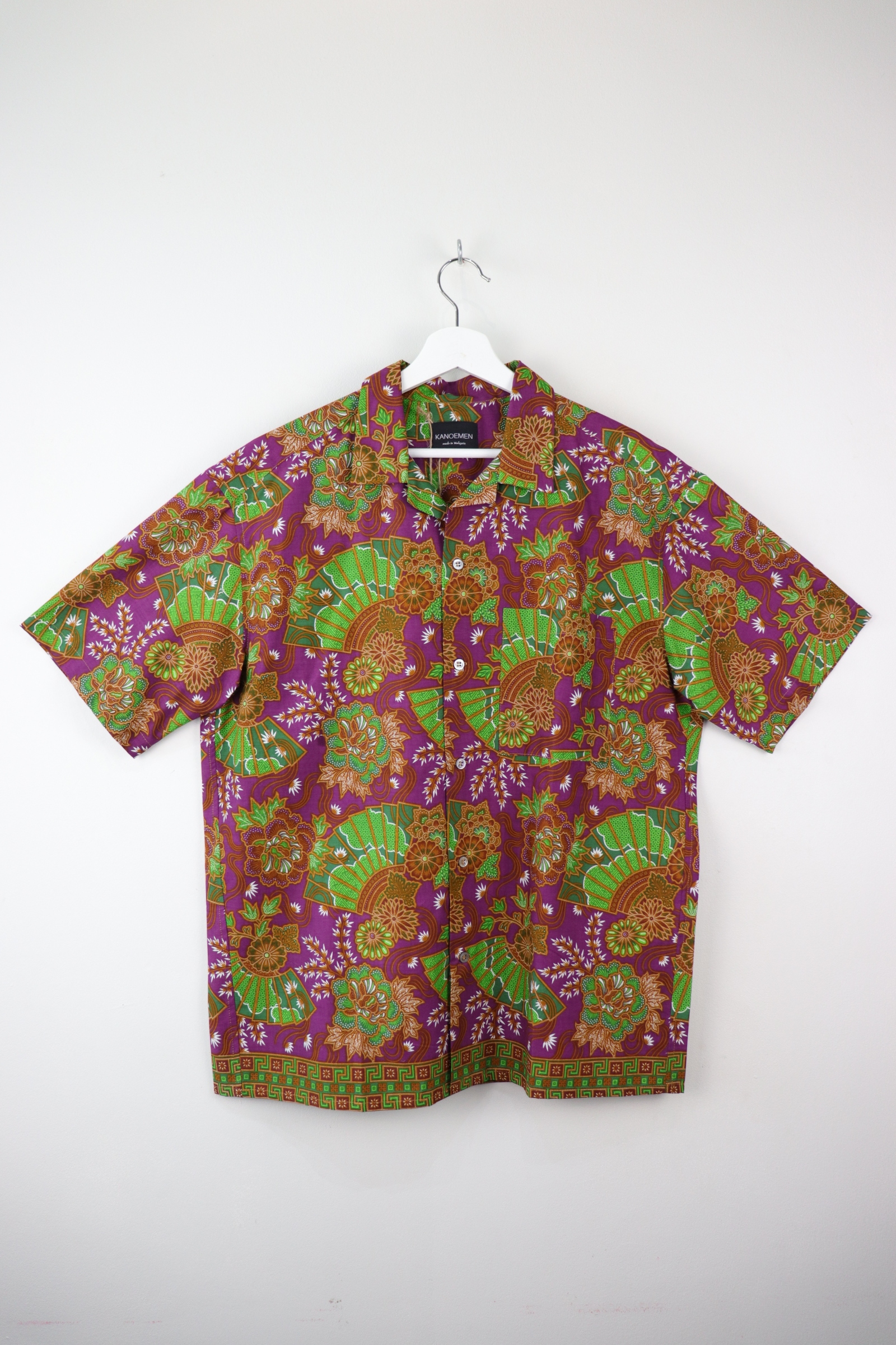 Mens Open Collar Shirt - Nihon (Purple) (L)