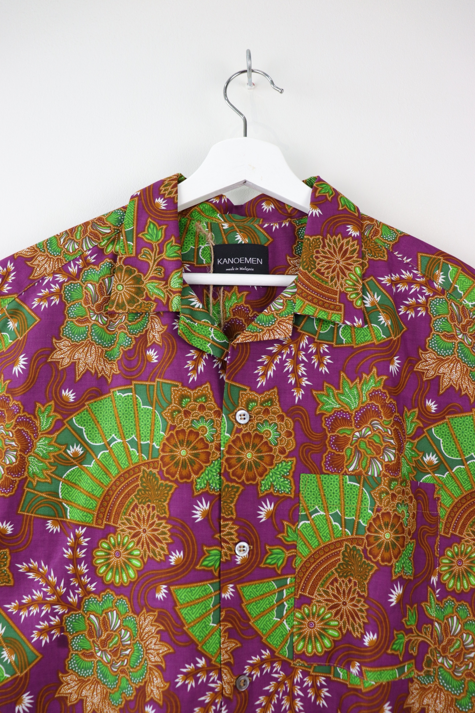 Mens Open Collar Shirt - Nihon (Purple) (L)
