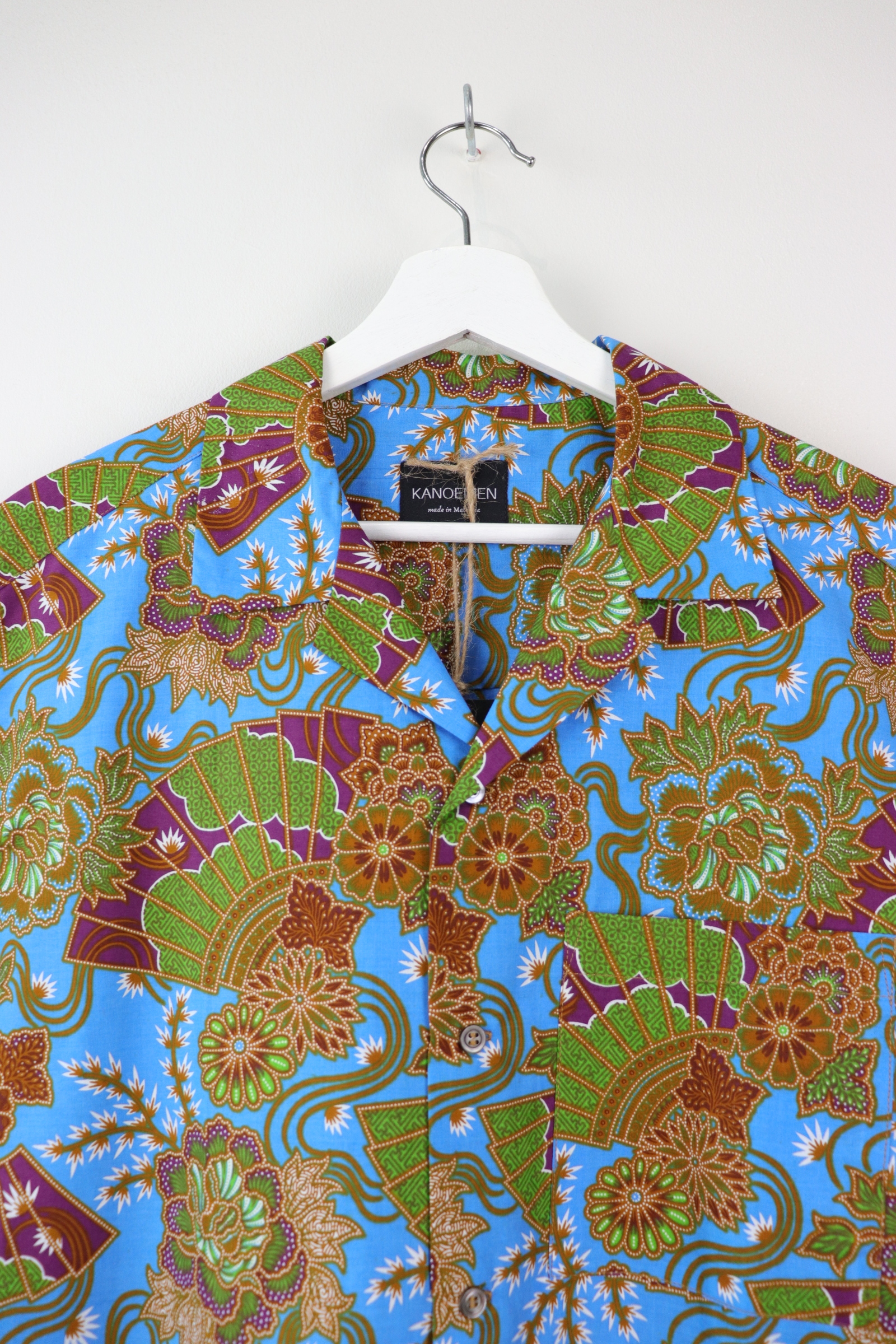 Mens Open Collar Shirt - Nihon (Sky Blue) (L)