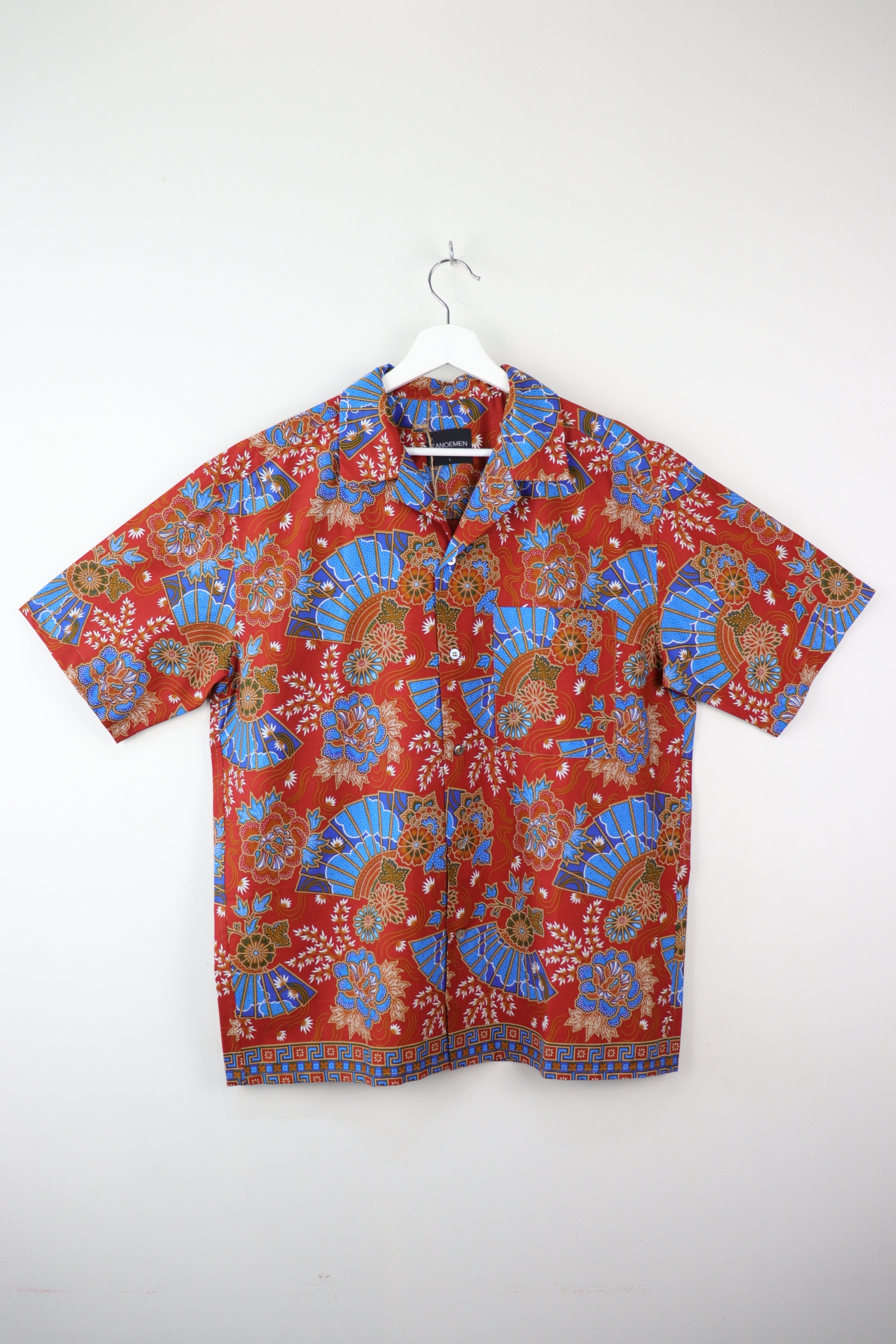 Mens Open Collar Shirt - Nihon (Red) (L)