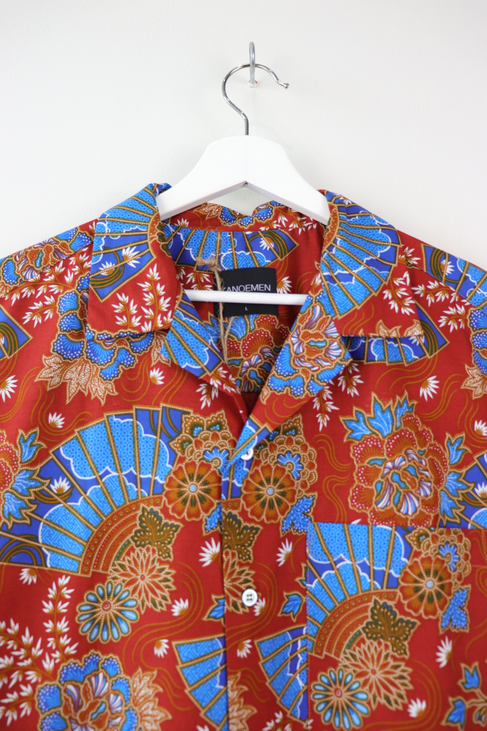 Mens Open Collar Shirt - Nihon (Red) (L)