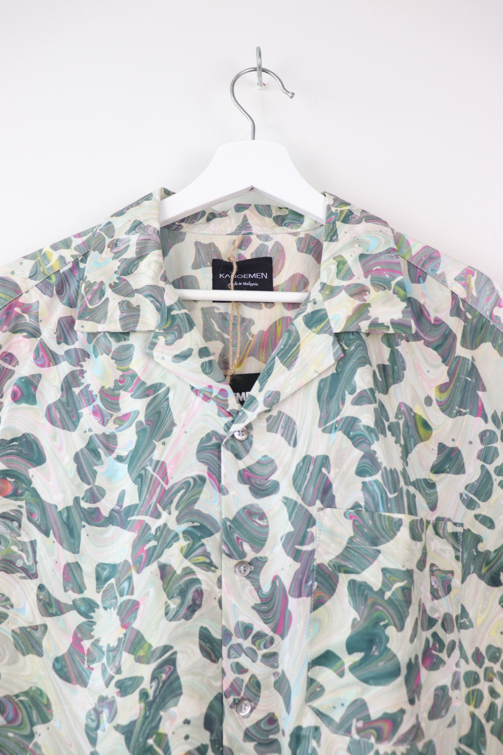 Mens Open Collar Shirt - Santan (L) [ Handmade ]