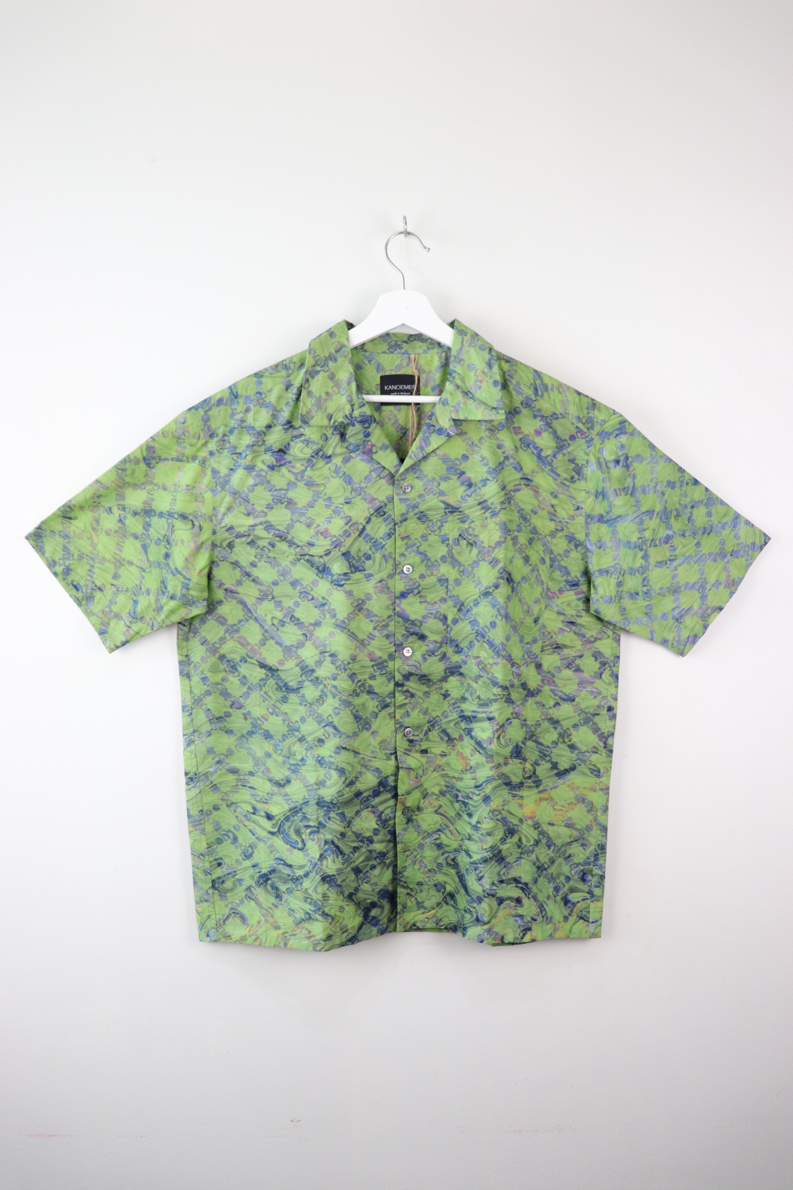 Mens Open Collar Shirt - Cactus (L) [ Handmade ]