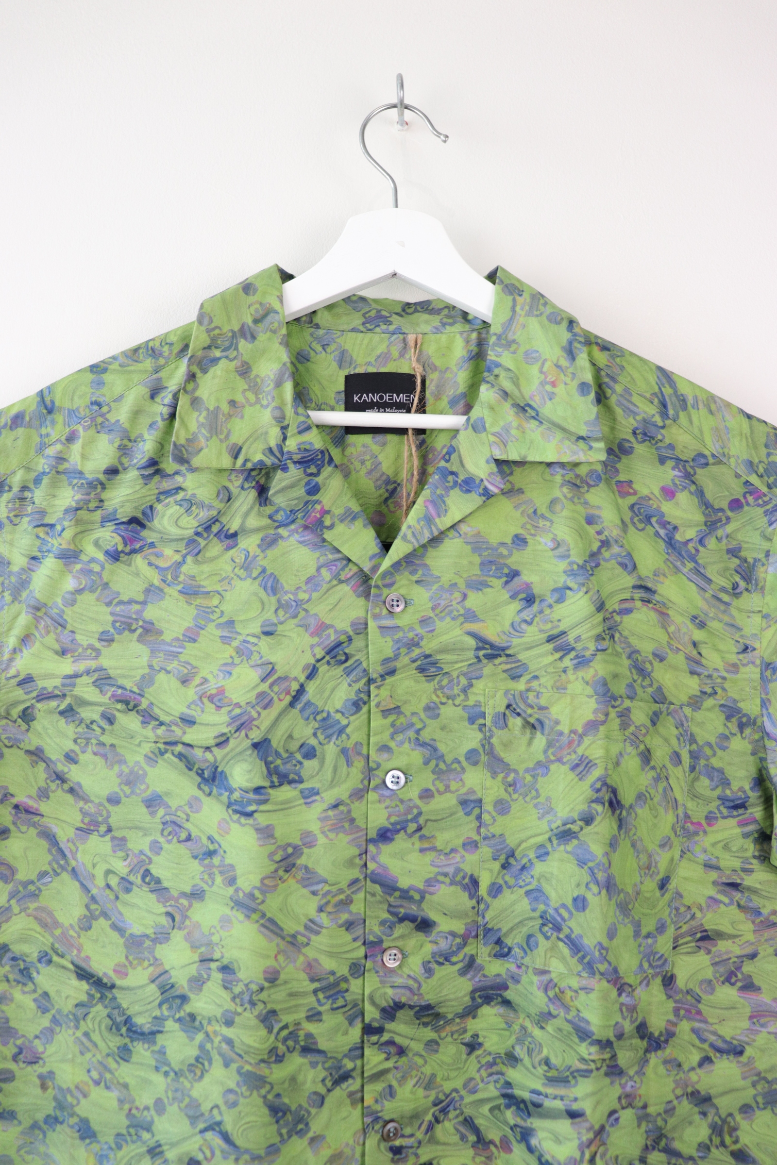 Mens Open Collar Shirt - Cactus (L) [ Handmade ]