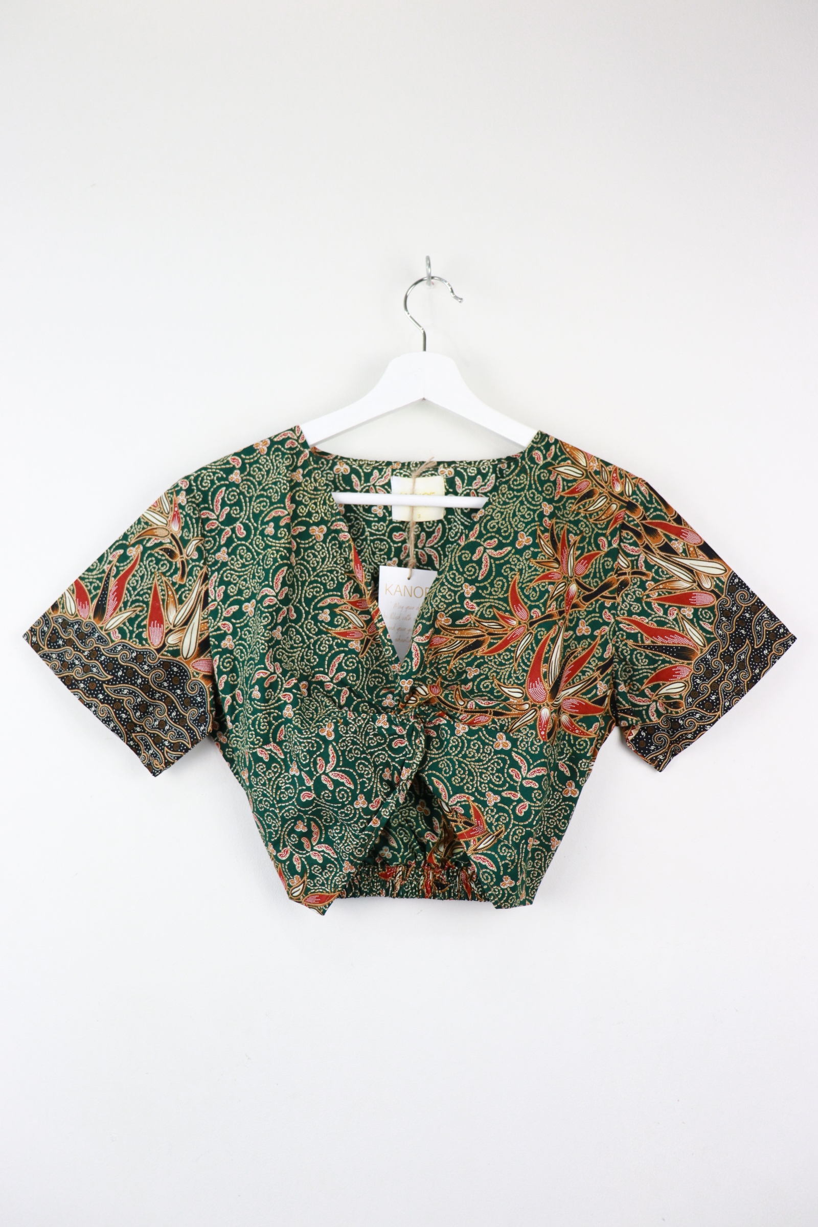 Twisted Front Batik Top - Matcha 