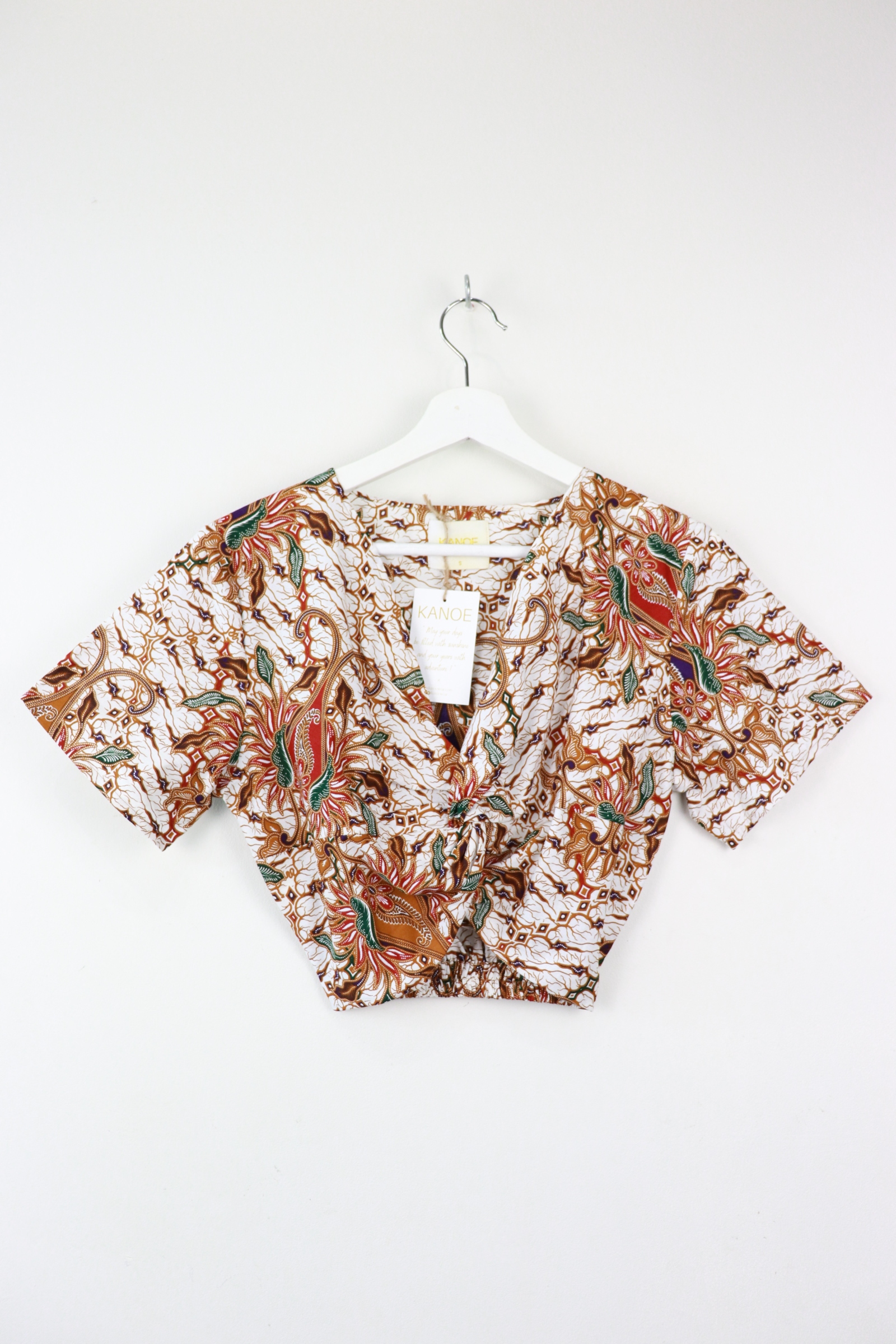 Twisted Front Batik Top - White Lotus (Purple)