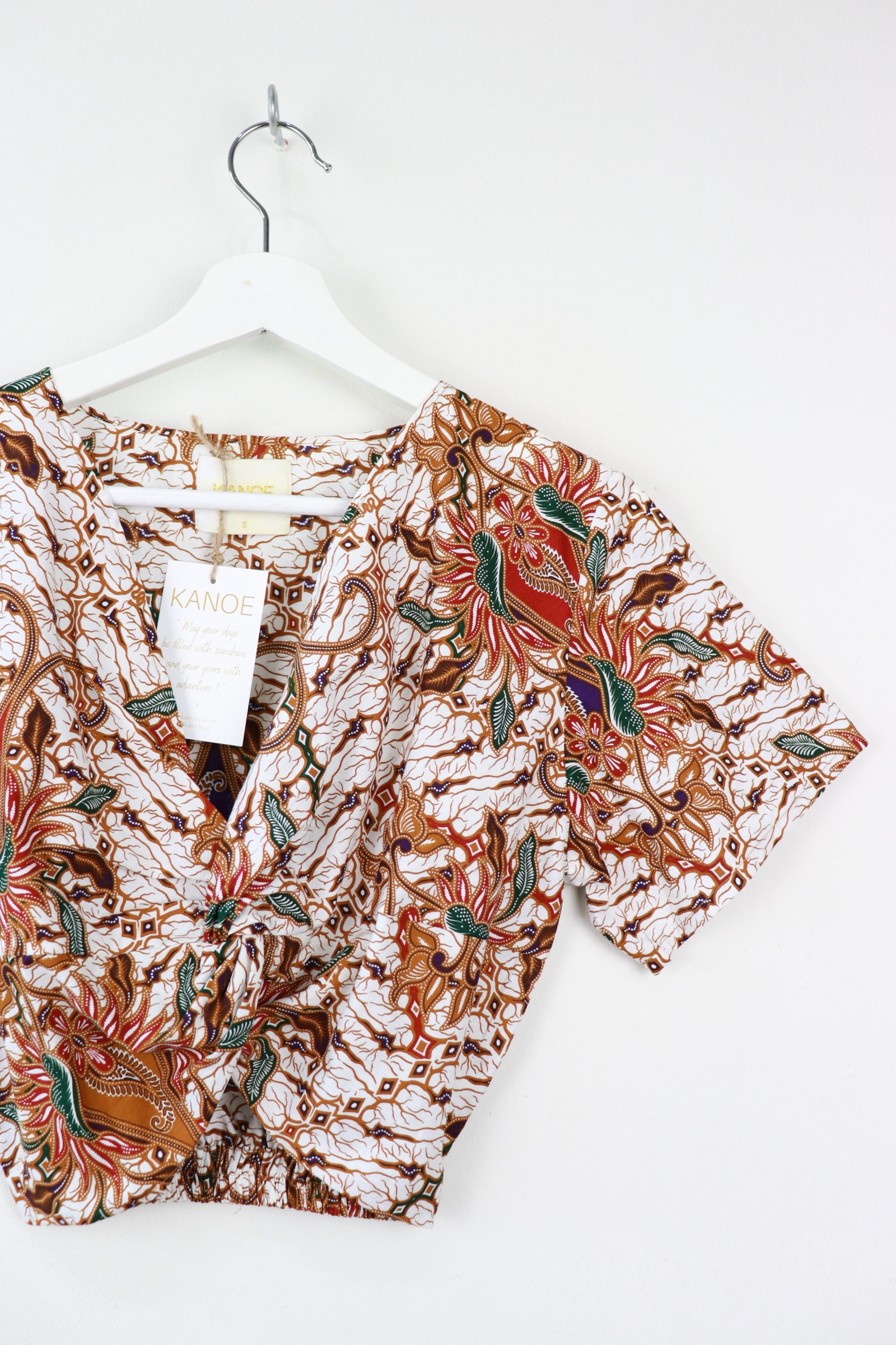 Twisted Front Batik Top - White Lotus (Purple)
