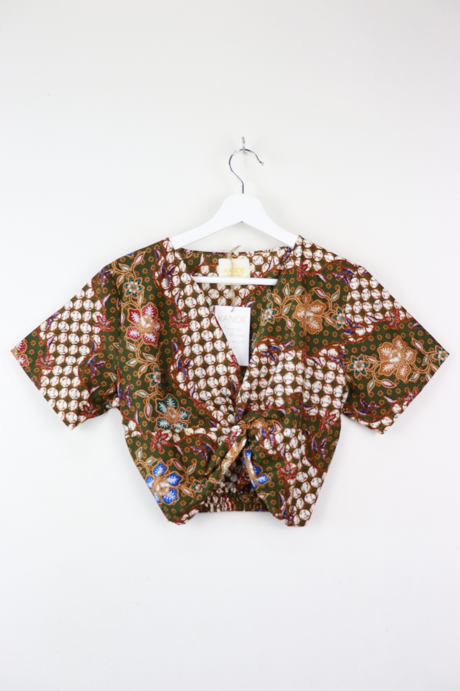 Twisted Front Batik Top - Walnut Wood