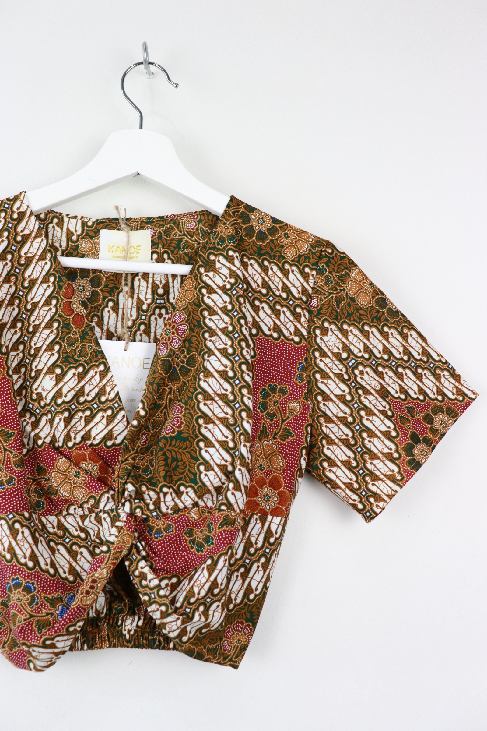 Twisted Front Batik Top - Chestnut (Maroon)