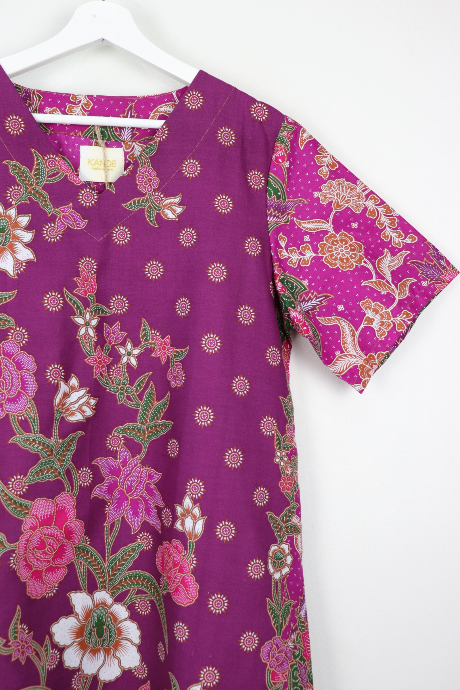 Batik Basic V-neck Dress - Ube Cupcake (L)