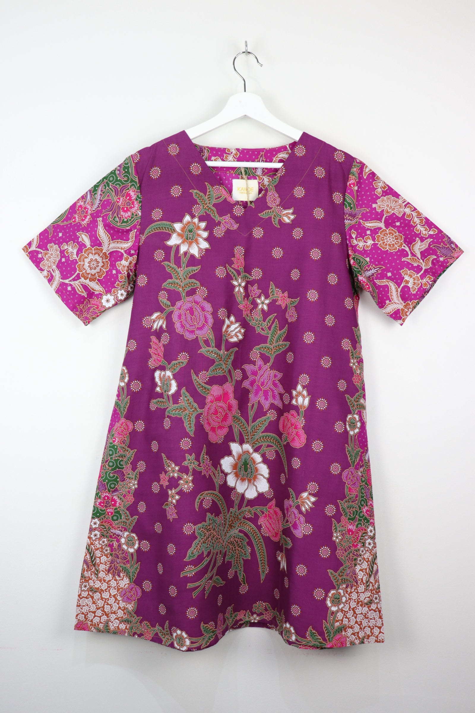 Batik Basic V-neck Dress - Ube Cupcake (L)