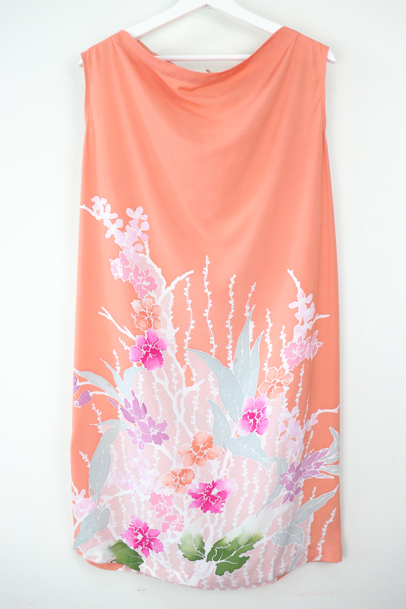 Batik Cowl Dress - Peach Orchid *Flawed [HandDrawn Batik]