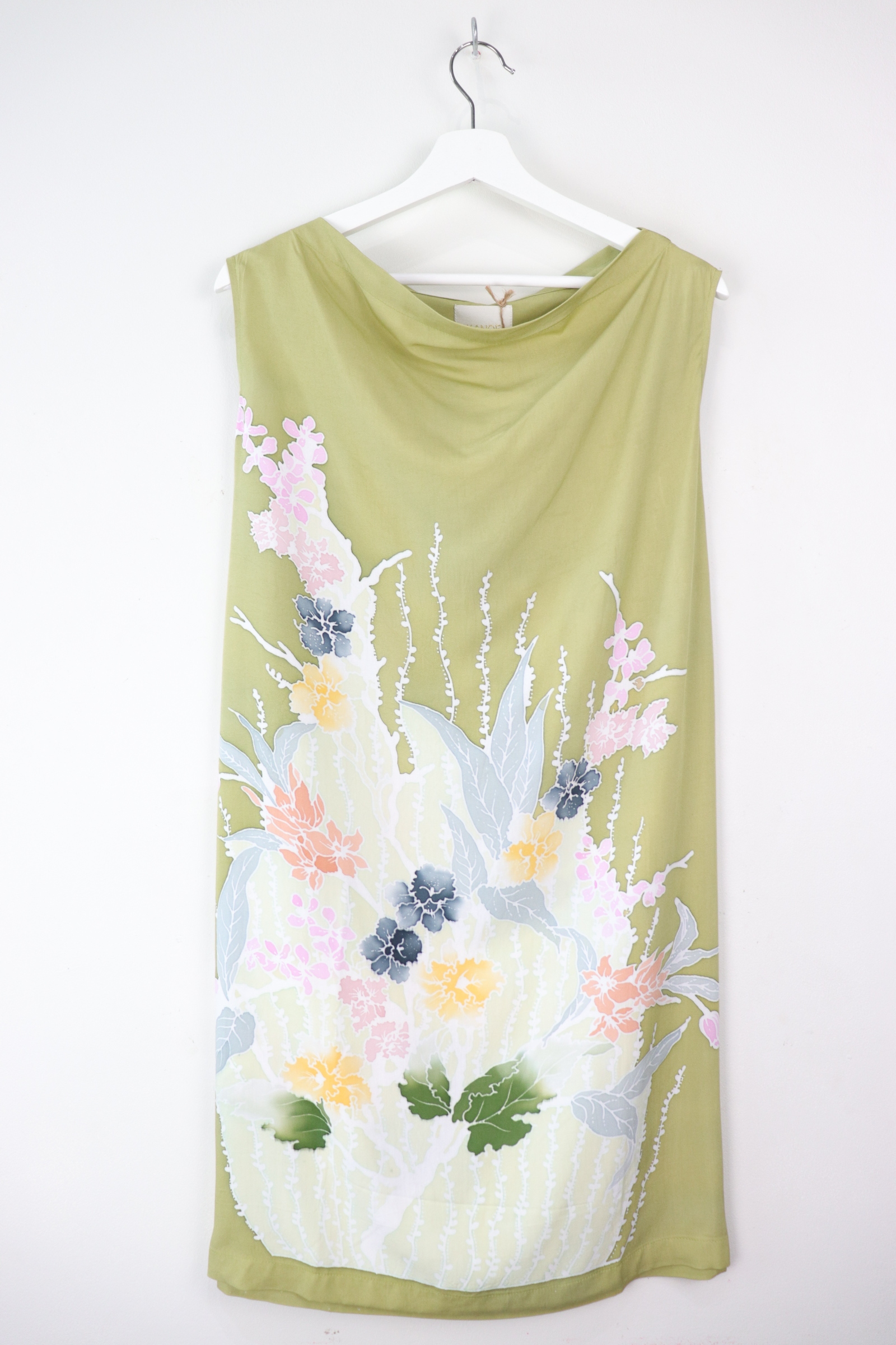 Batik Cowl Dress - Avocado Orchid [HandDrawn Batik]