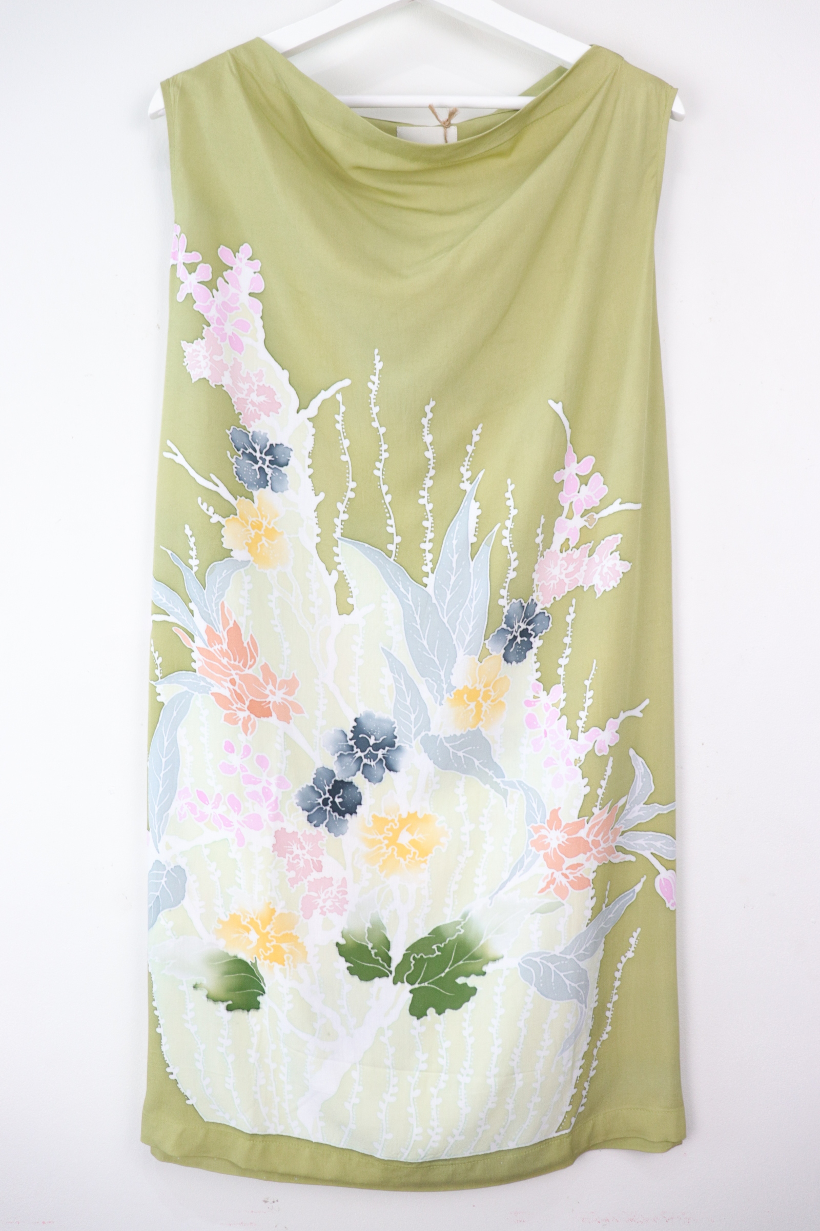 Batik Cowl Dress - Avocado Orchid [HandDrawn Batik]
