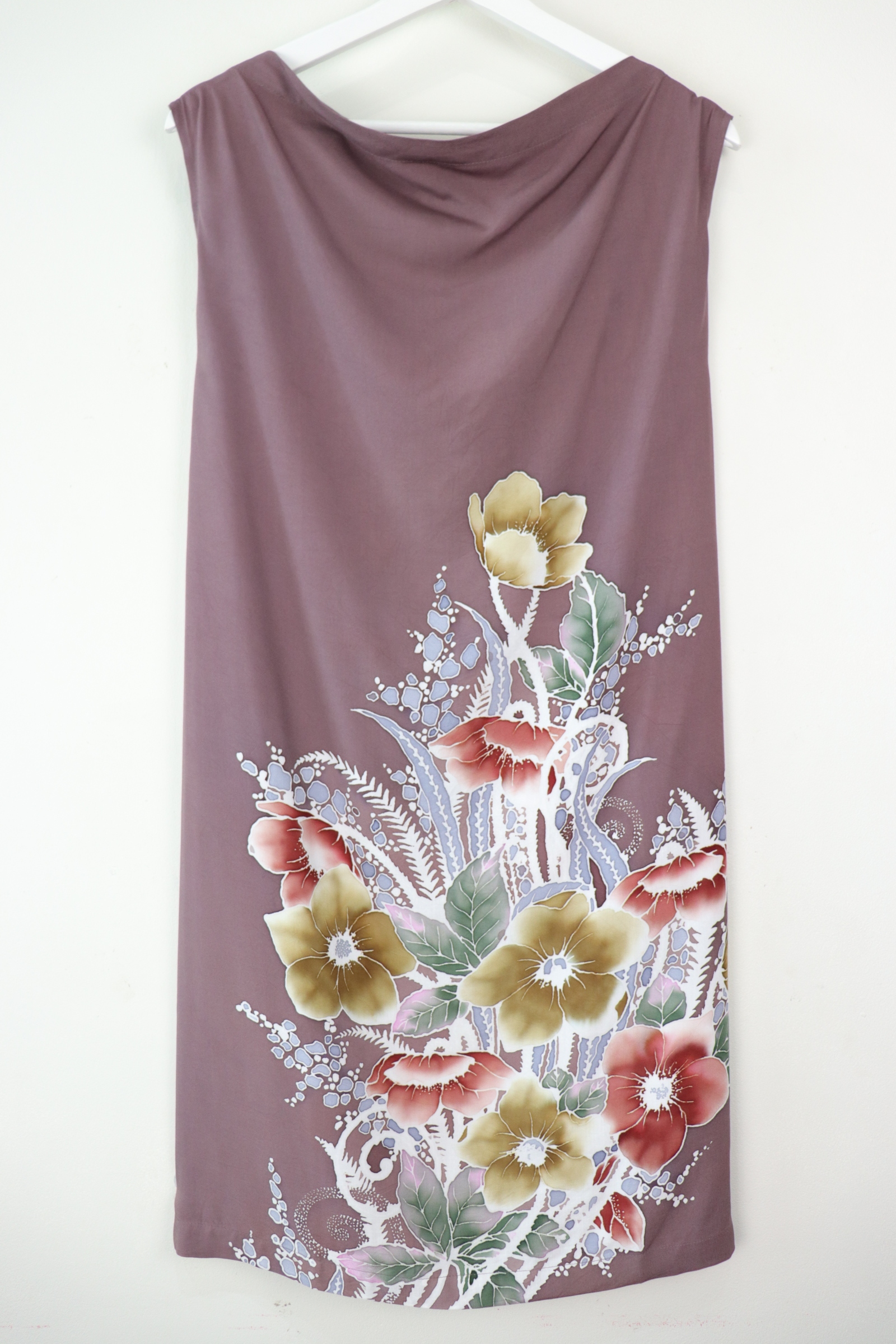 Batik Cowl Dress - Cocoa Dahlia [HandDrawn Batik]