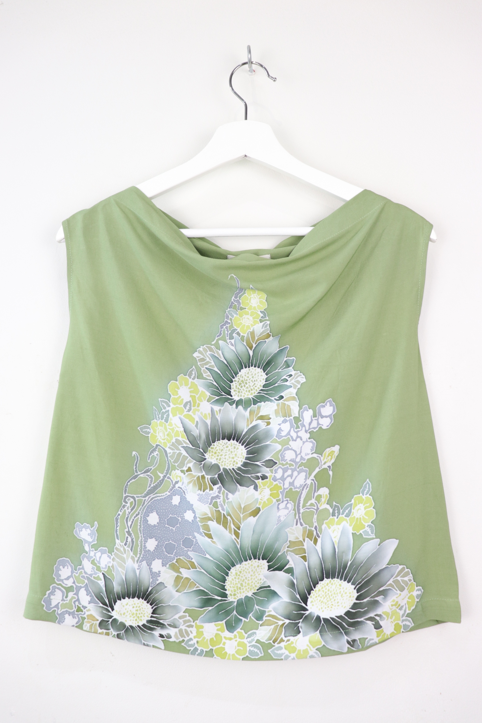 Batik Cowl Top - Chrysanthemum Sage [HandDrawn Batik]