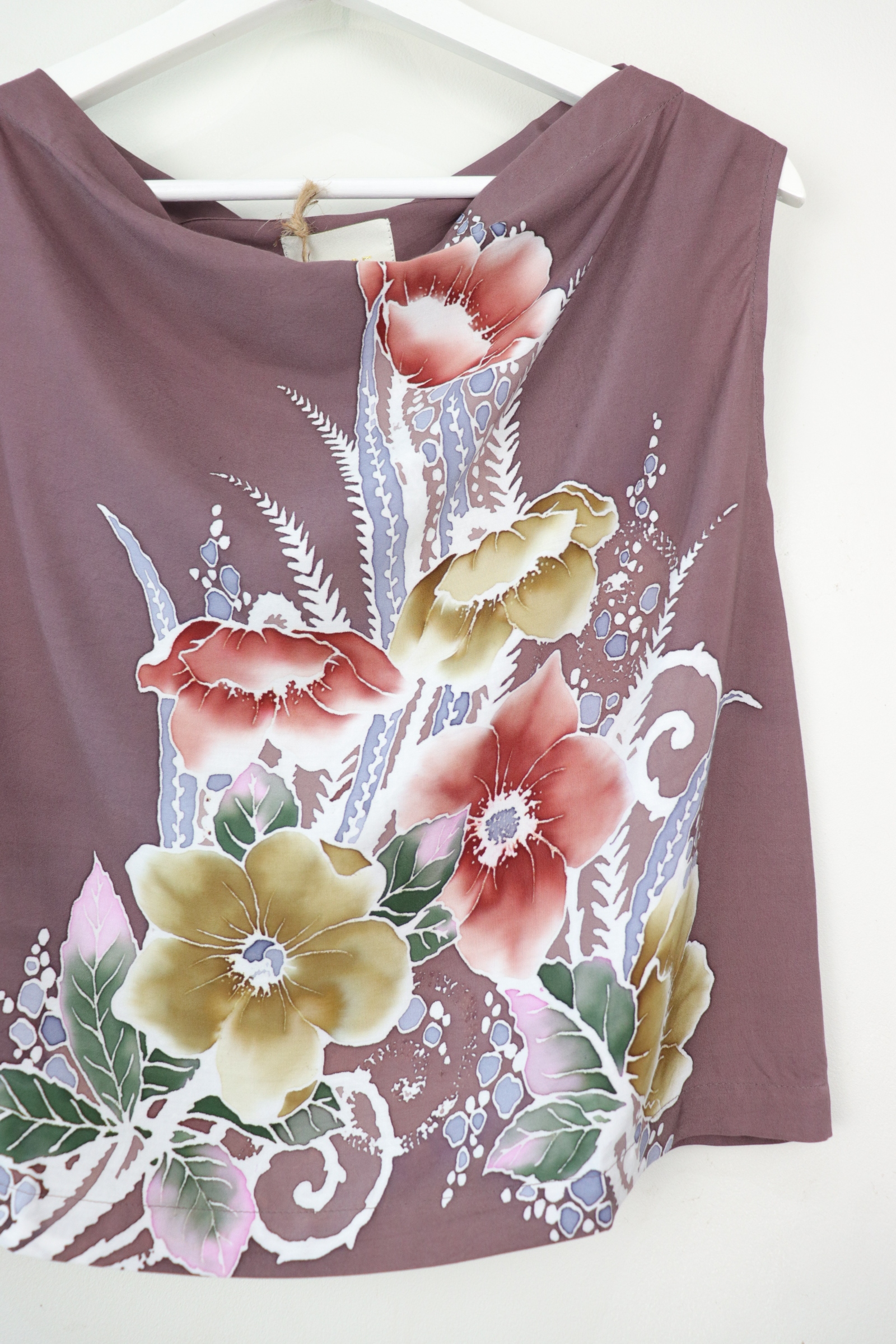 Batik Cowl Top - Cocoa Dahlia [HandDrawn Batik]